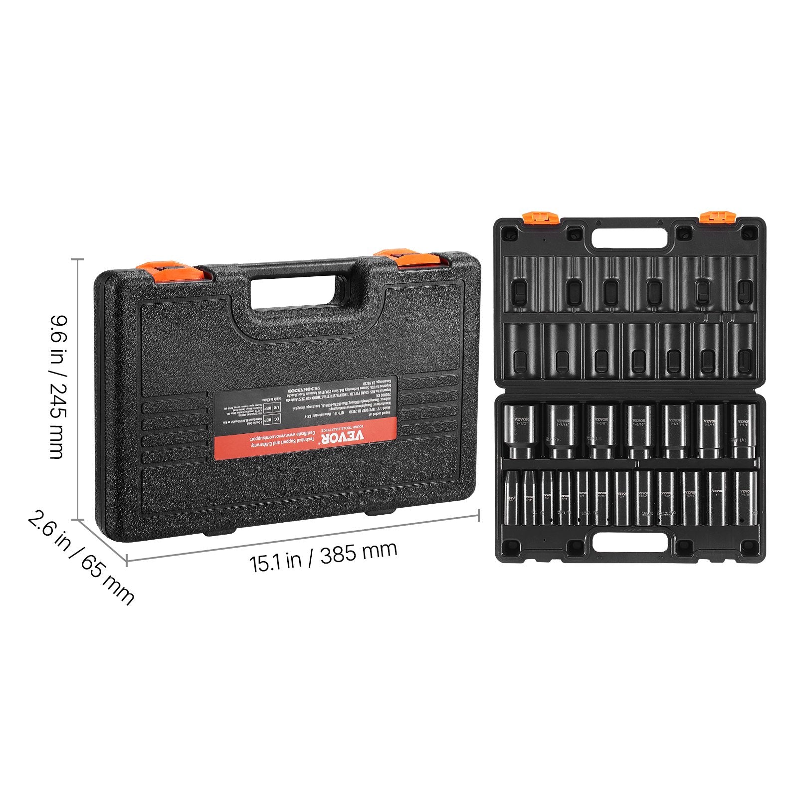 Impact Socket Set 1/2 Inches 19 Piece Impact Sockets, Deep Socket, 6-Point Sockets, Rugged Construction, Cr-V, 1/2 Inches Drive Socket Set Impact 3/8 inch - 1-1/2 inch, with a Storage Cage