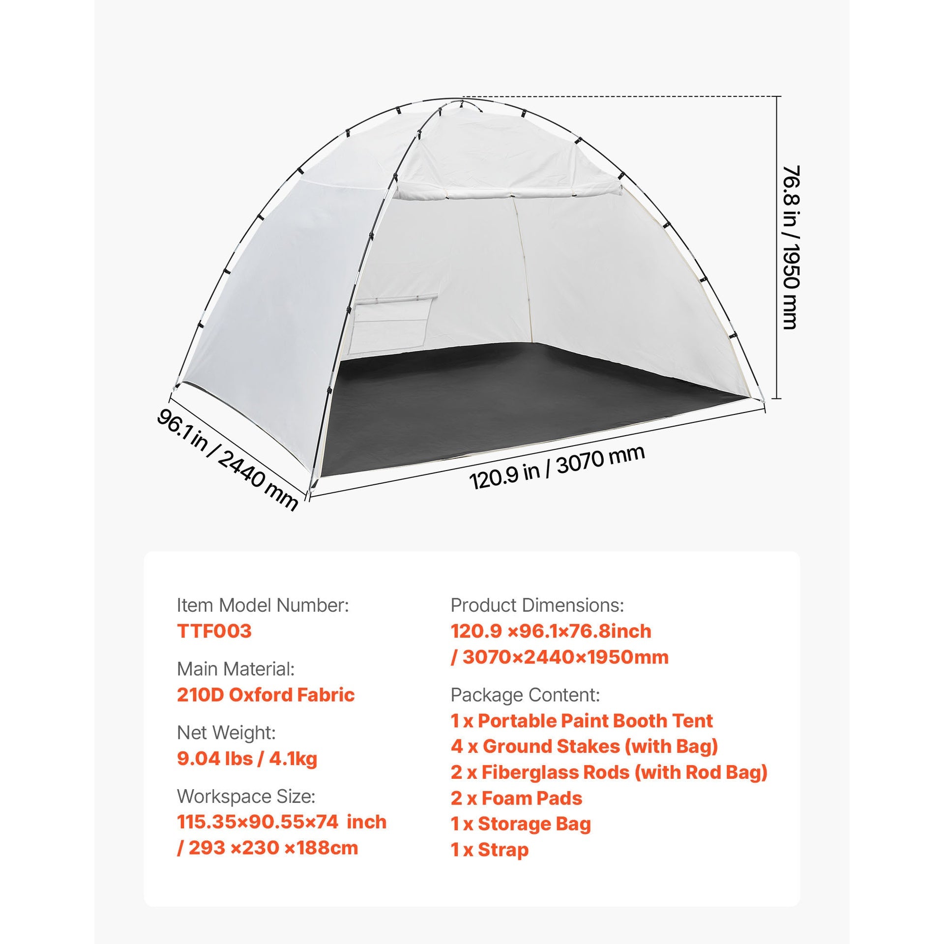 Portable Paint Booth Tent, 115.35 x 90.55 x 74 inch Painting Tent Station, Spray Shelter with Built-in Floor & Mesh Screen, Large Space, Oxford Spray Painting Tents for Cupboard, Chairs, Tables