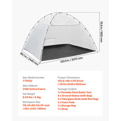 Portable Paint Booth Tent, 115.35 x 90.55 x 74 inch Painting Tent Station, Spray Shelter with Built-in Floor & Mesh Screen, Large Space, Oxford Spray Painting Tents for Cupboard, Chairs, Tables