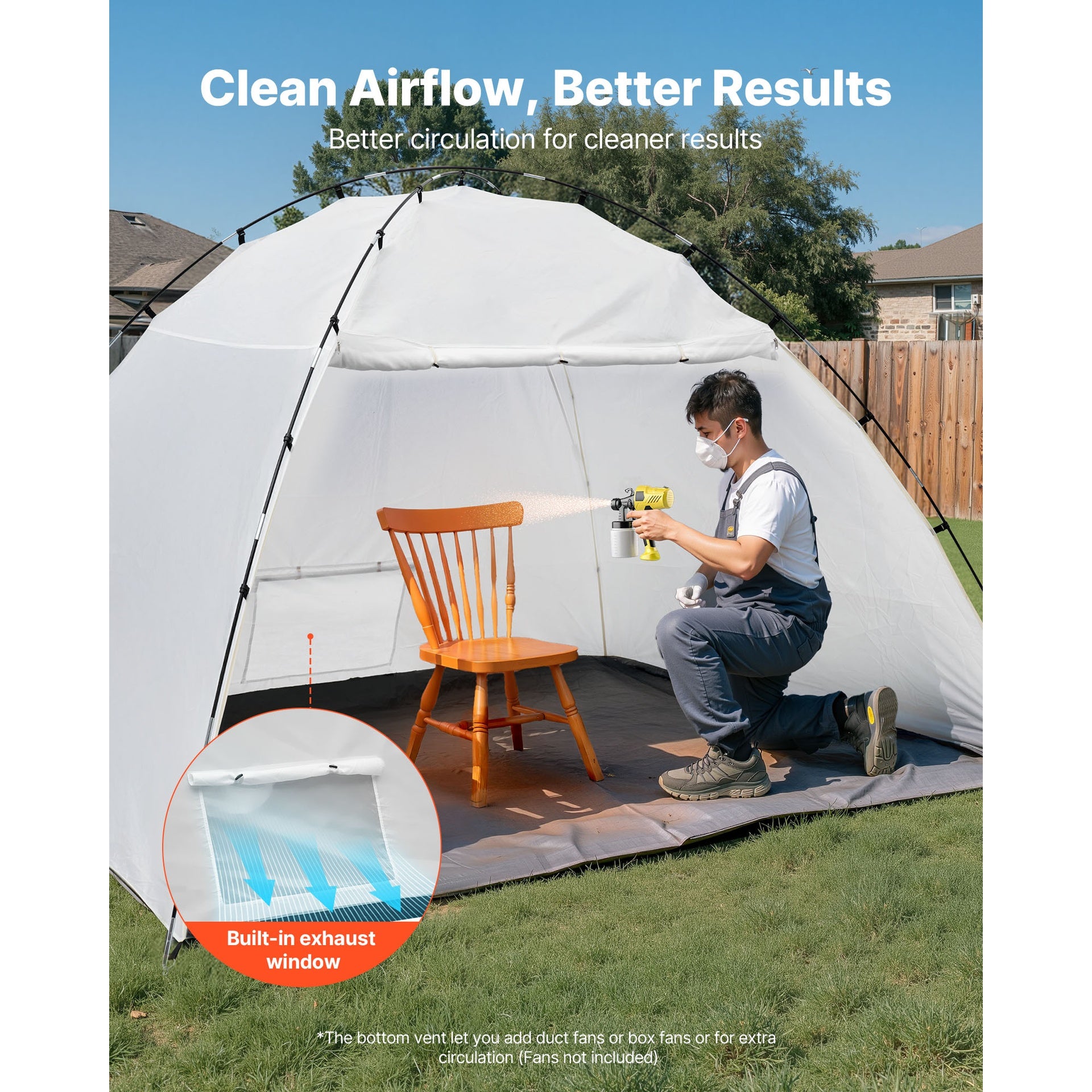 Portable Paint Booth Tent, 115.35 x 90.55 x 74 inch Painting Tent Station, Spray Shelter with Built-in Floor & Mesh Screen, Large Space, Oxford Spray Painting Tents for Cupboard, Chairs, Tables