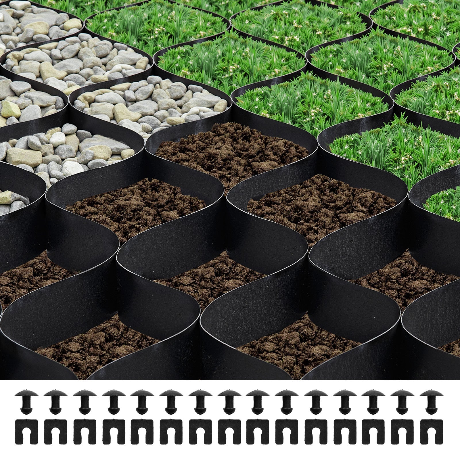 Ground Grid 2-Inch Depth Geocell Grid 26.87x3.94 FT / 8200x1200 mm for Gravel