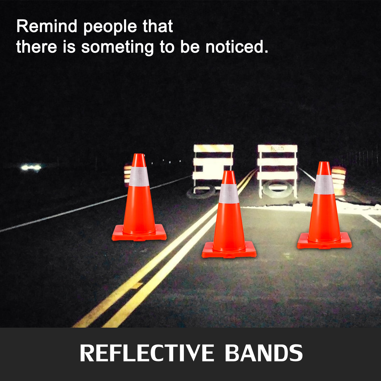 12Pack 18" Traffic Cones, Safety Road Parking Cones PVC Base,Traffic Cone with Reflective Collars, Hazard Construction Cones for Home Traffic Parking