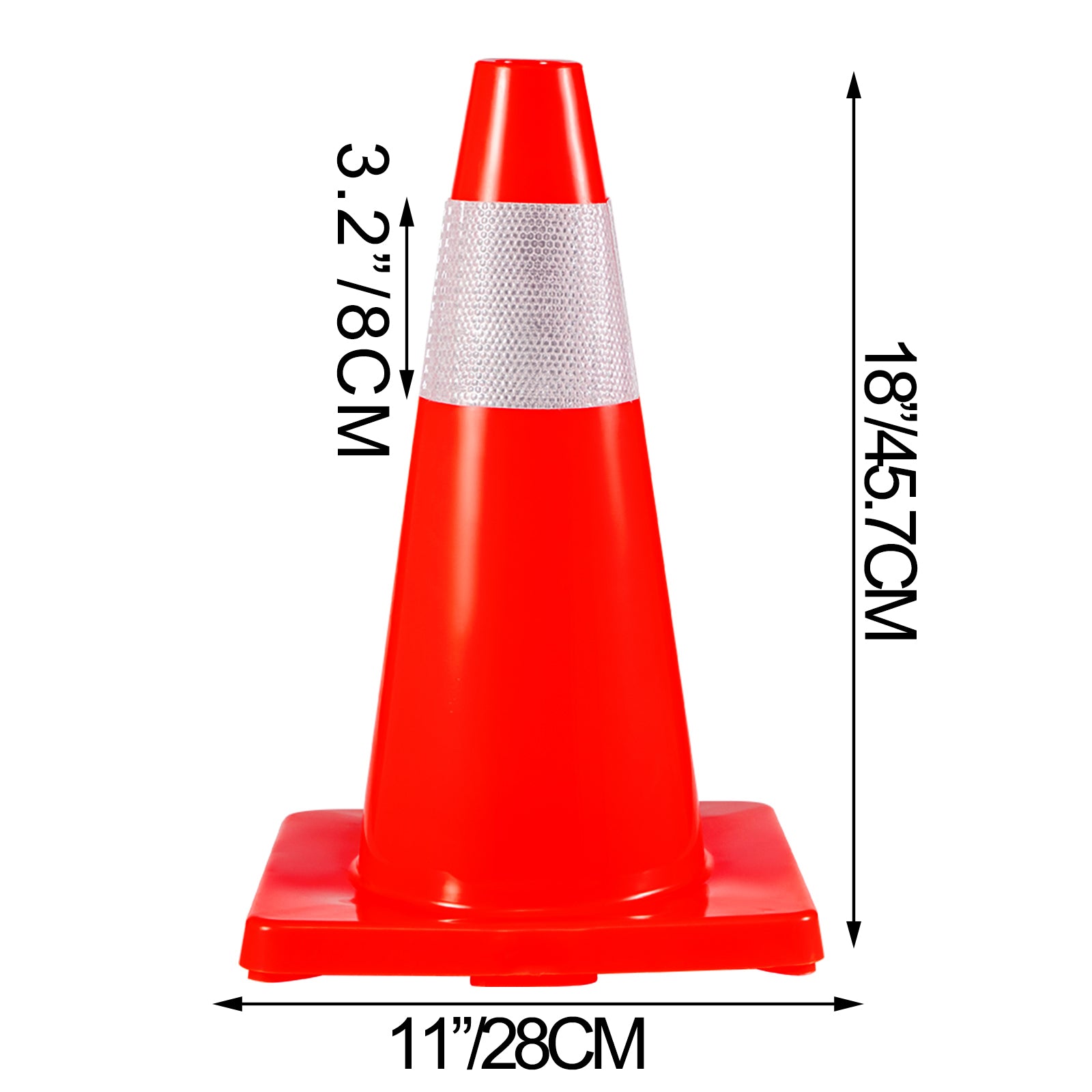 12Pack 18" Traffic Cones, Safety Road Parking Cones PVC Base,Traffic Cone with Reflective Collars, Hazard Construction Cones for Home Traffic Parking