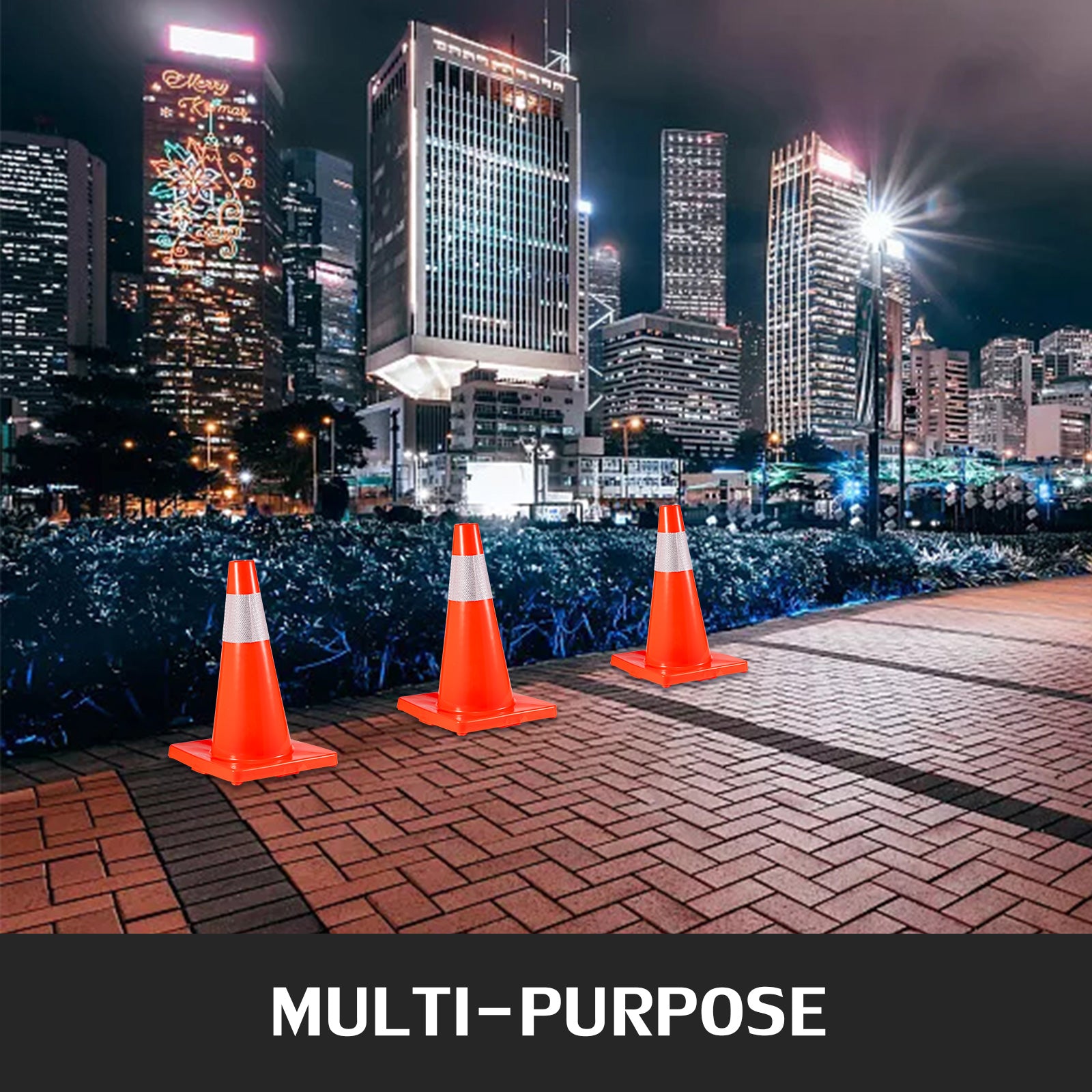 12Pack 18" Traffic Cones, Safety Road Parking Cones PVC Base,Traffic Cone with Reflective Collars, Hazard Construction Cones for Home Traffic Parking