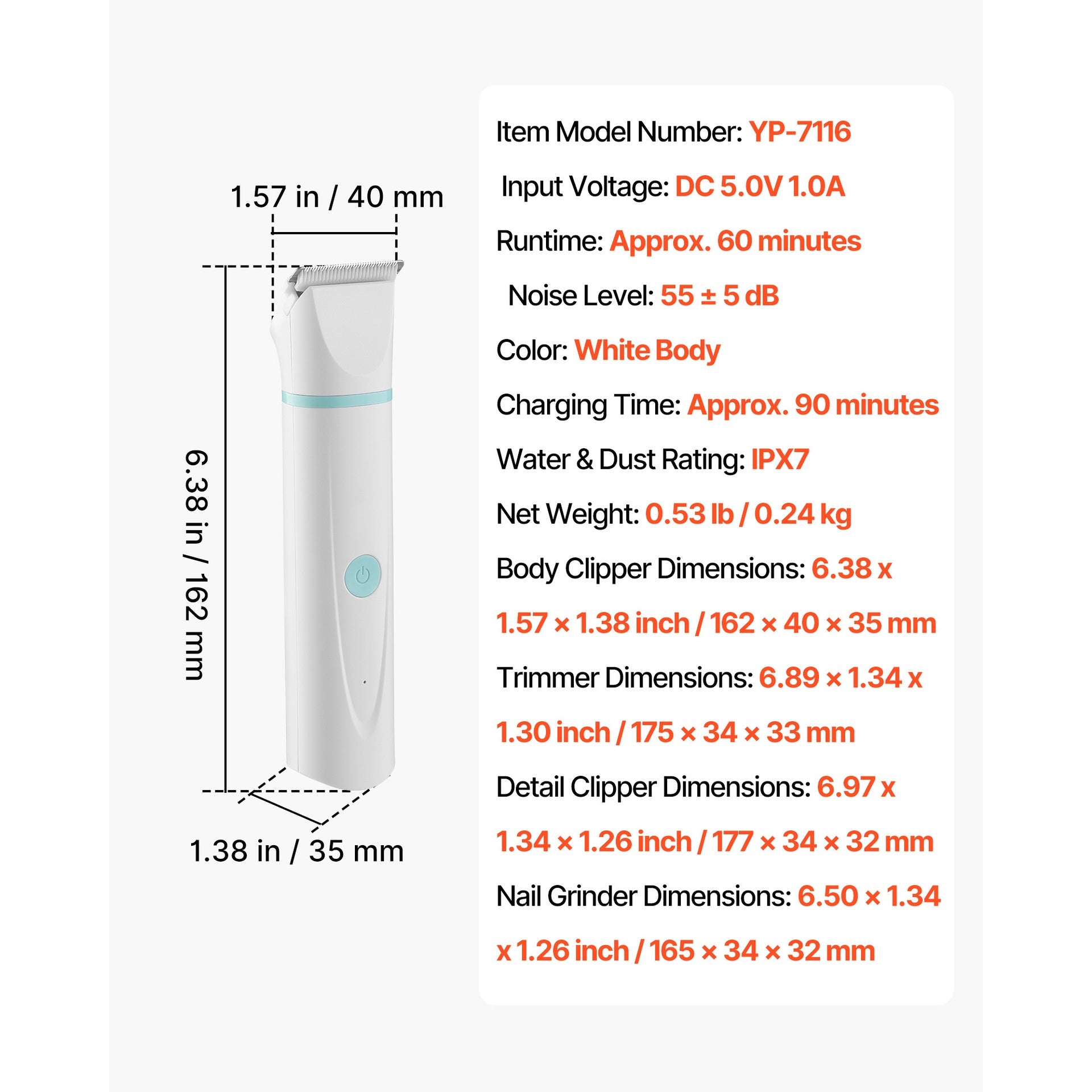 Dog Clippers for Grooming, 4 in 1 Dog Grooming Kit, Low Noise, Rechargeable Pet Shaver with 6 Combs & 4 Detachable Blades, Waterproof Cordless Pet Hair Trimmers Nail Grinder Set for Dogs Cats