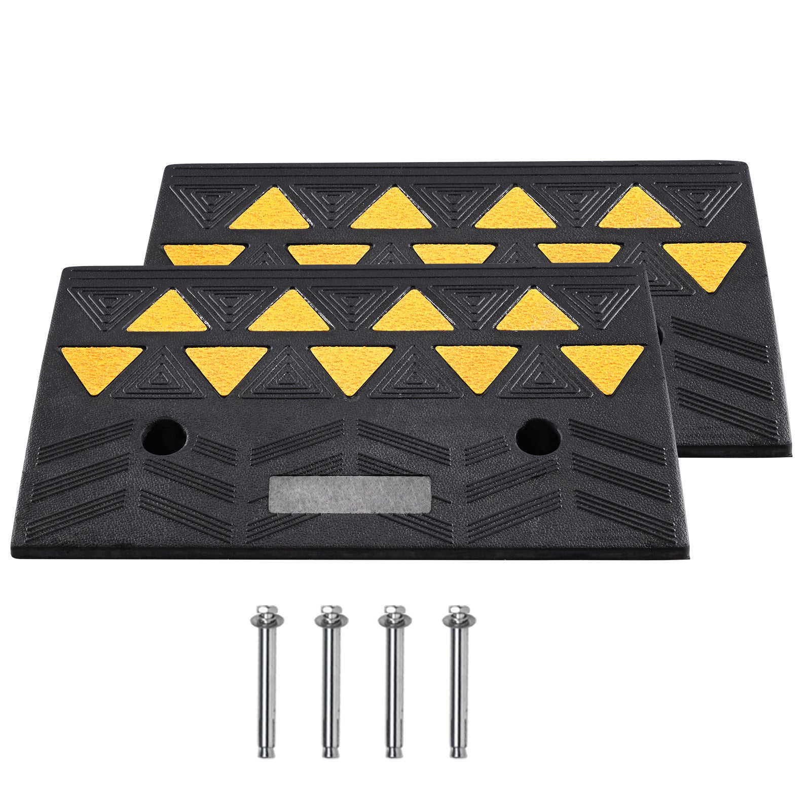 Rubber Curb Ramp 2 Pack, 5" Rise Height Heavy-Duty 33069 lbs/15 T Capacity Threshold Ramps, Driveway Ramps with Stable Grid Structure for Cars, Wheelchairs, Bikes, Motorcycles