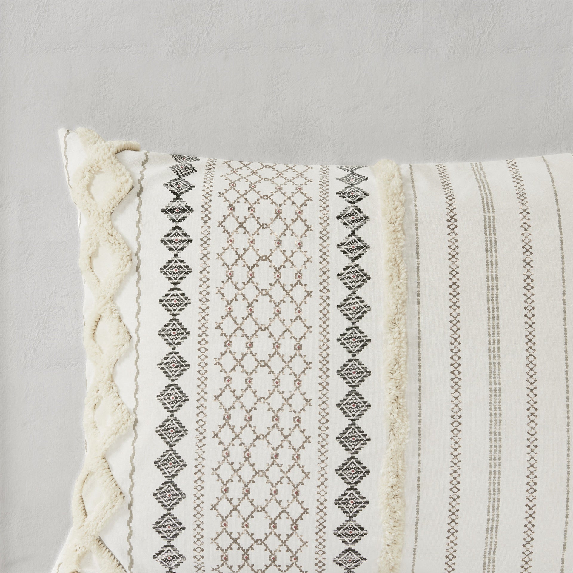 Cotton Printed Comforter Set with Chenille Ivory King/Cal King