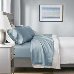 4-Piece Queen HeiQ Smart Temperature Cotton Blend Sheet Set, Blue