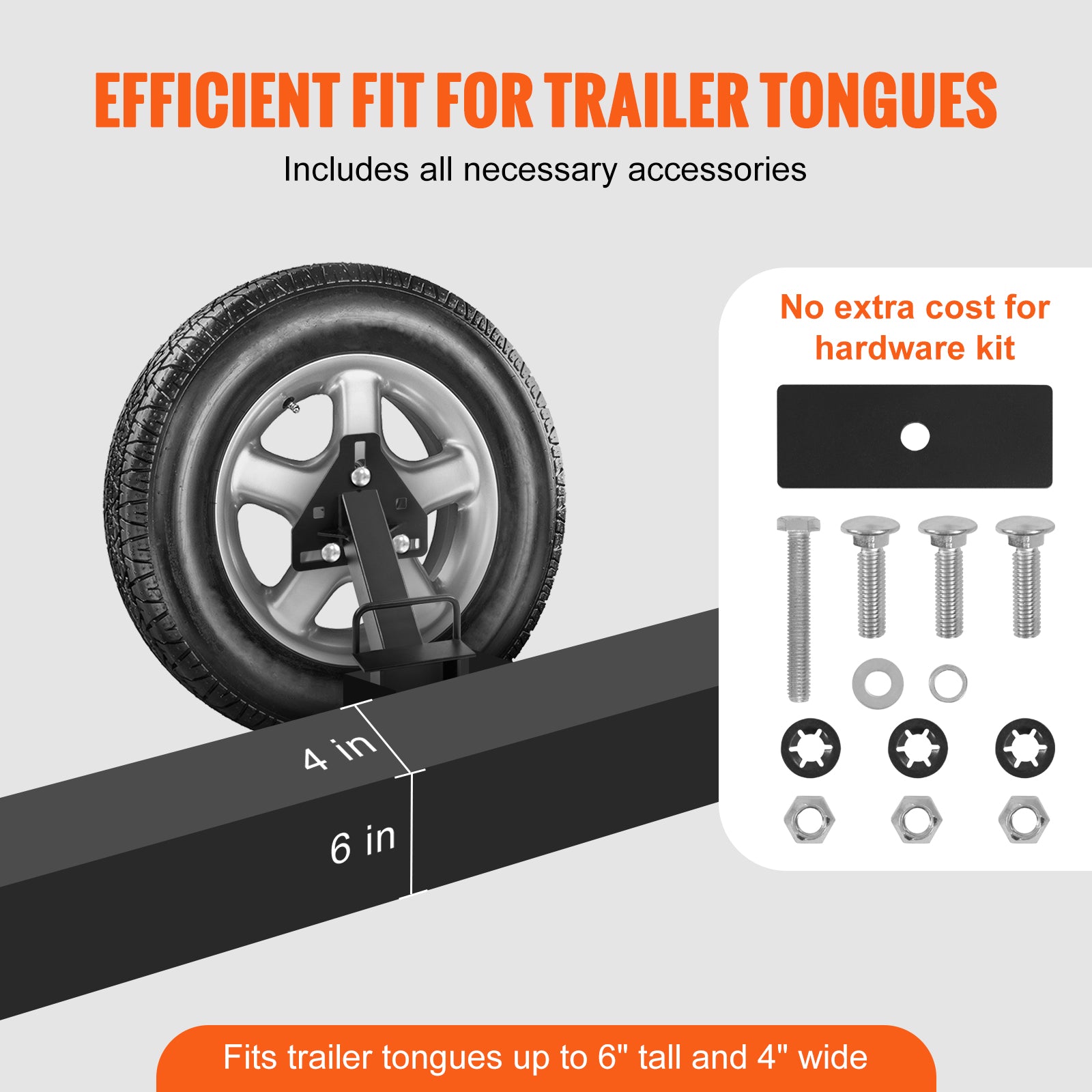 Spare Tire Carrier, Trailer Spare Tire Mount, 160 lbs Capacity, Utility Trailer Accessories Fits Most 4 & 5 & 6 & 8 Lugs Wheels on 4", 4.25", 4.5", 4.75", 5", 5.5", 6", 6.5" Bolt Patterns