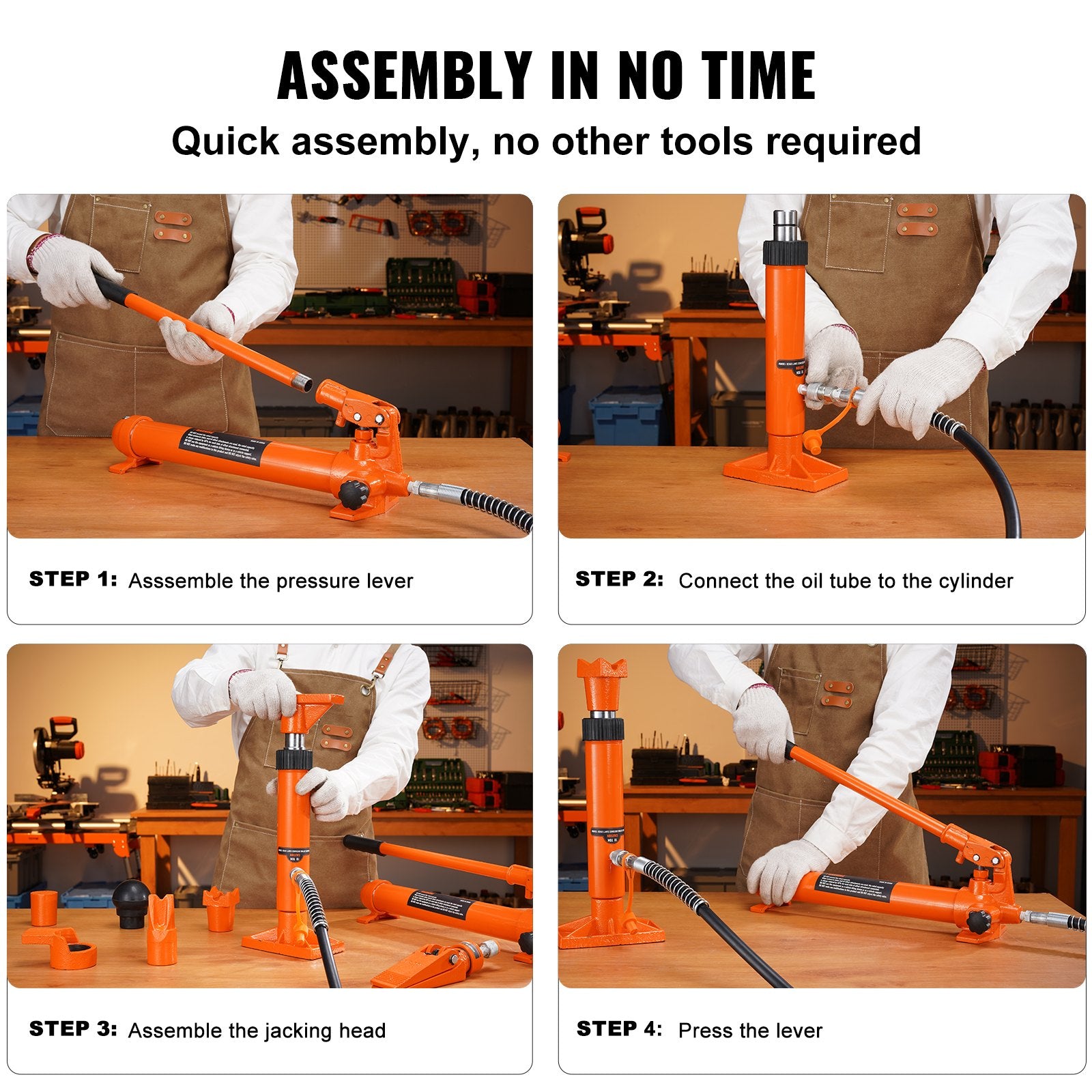 4 Ton/8800 LBS Porta Power, Portable Hydraulic Ram with 3.9 ft/1.2 m Oil Hose, Auto Body Frame Repair Kit with Storage Case for Car Repair, Truck, Farm