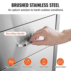 18x20.5 Inch Outdoor Kitchen Stainless Steel Triple Access BBQ Drawers with Chrome Handle, 18 x23 x 23 Inch