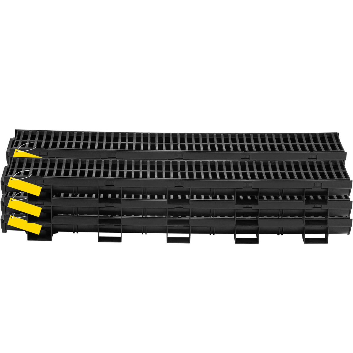 Trench Drain System, Channel Drain with Plastic Grate, 5.8x3.1-Inch HDPE Drainage Trench, Black Plastic Garage Floor Drain, 6x39 Trench Drain Grate, with 6 End Caps, for Garden, Driveway-6 Pack
