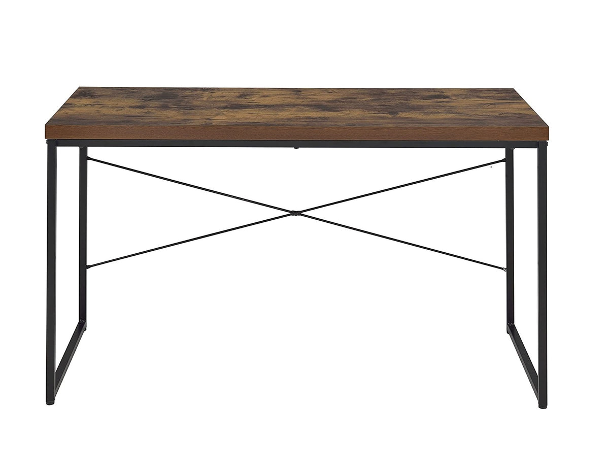 Industrial Style 1pc Writing Desk Wooden Weathered Oak Finish Black Metal Frame Laptop Table Home Office Furniture