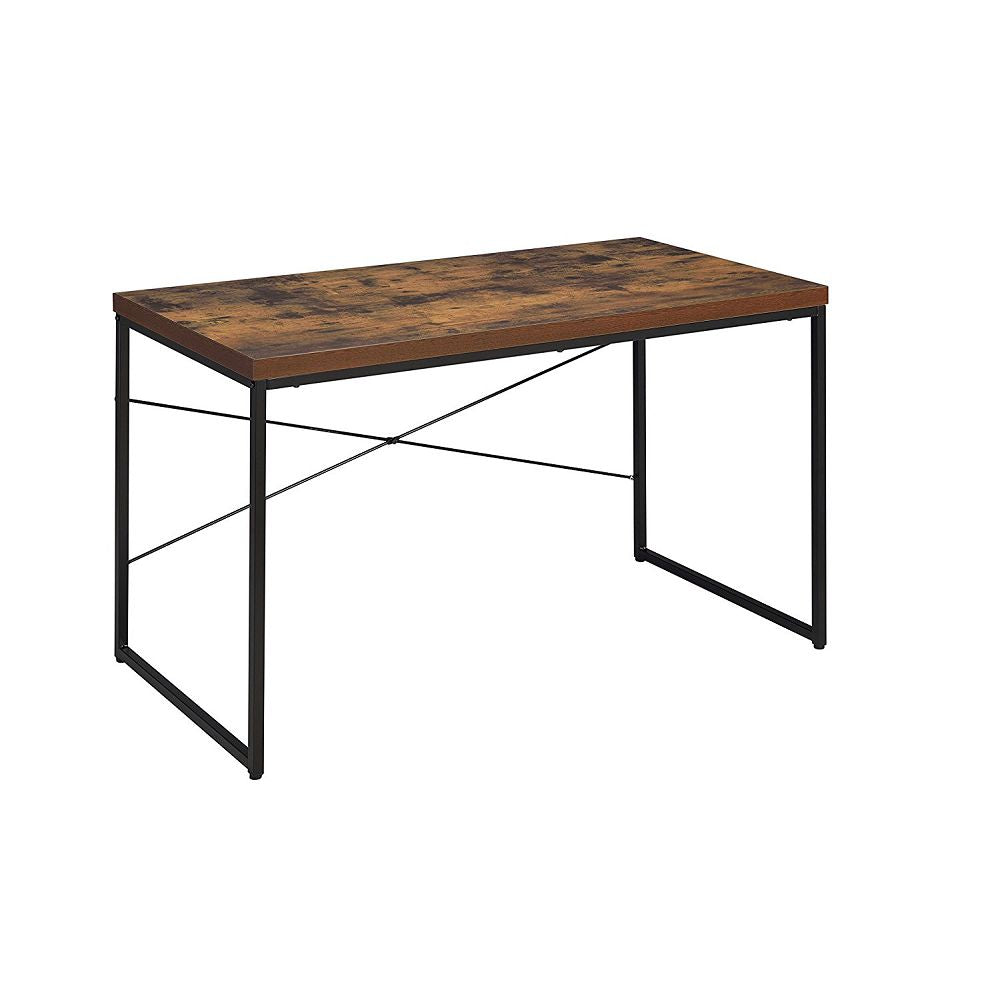 Industrial Style 1pc Writing Desk Wooden Weathered Oak Finish Black Metal Frame Laptop Table Home Office Furniture