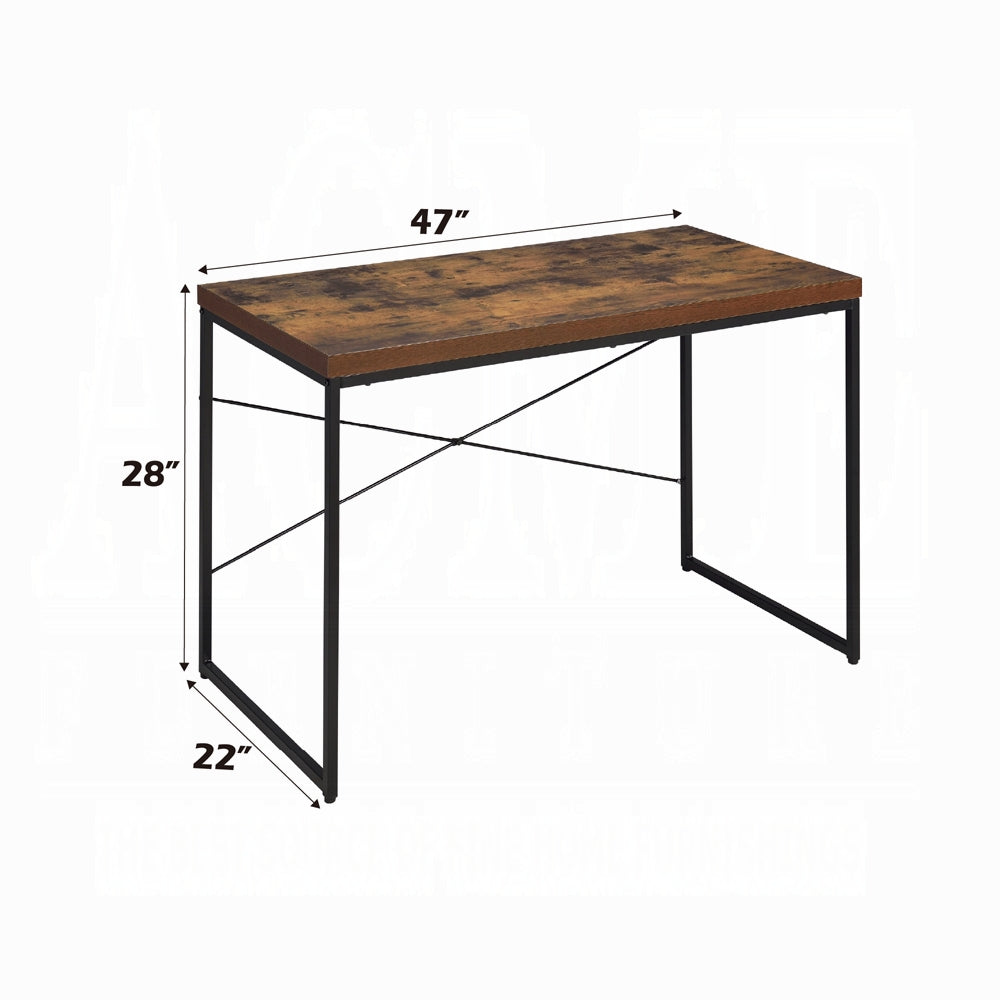 Industrial Style 1pc Writing Desk Wooden Weathered Oak Finish Black Metal Frame Laptop Table Home Office Furniture