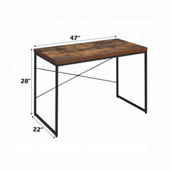 Industrial Style 1pc Writing Desk Wooden Weathered Oak Finish Black Metal Frame Laptop Table Home Office Furniture