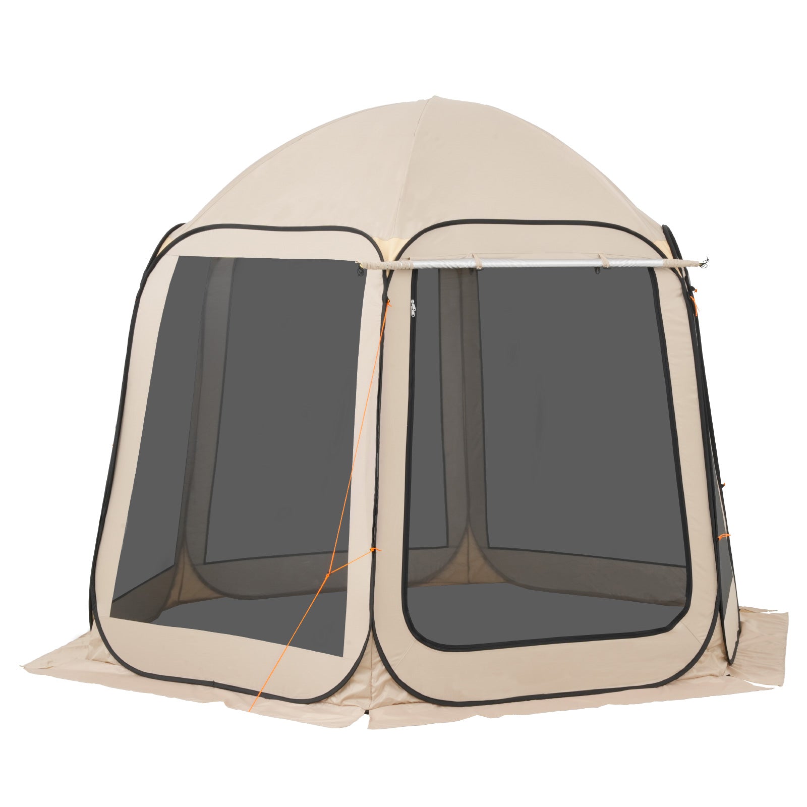 Screen House Tent, 10 x 9.2 ft, 4-8 Person Pop Up Screen Tent with Extended Awning, Portable Screened in Canopy with Carry Bag, Netting Sides, for Patio, Backyard, and Outdoor Activities, Beige