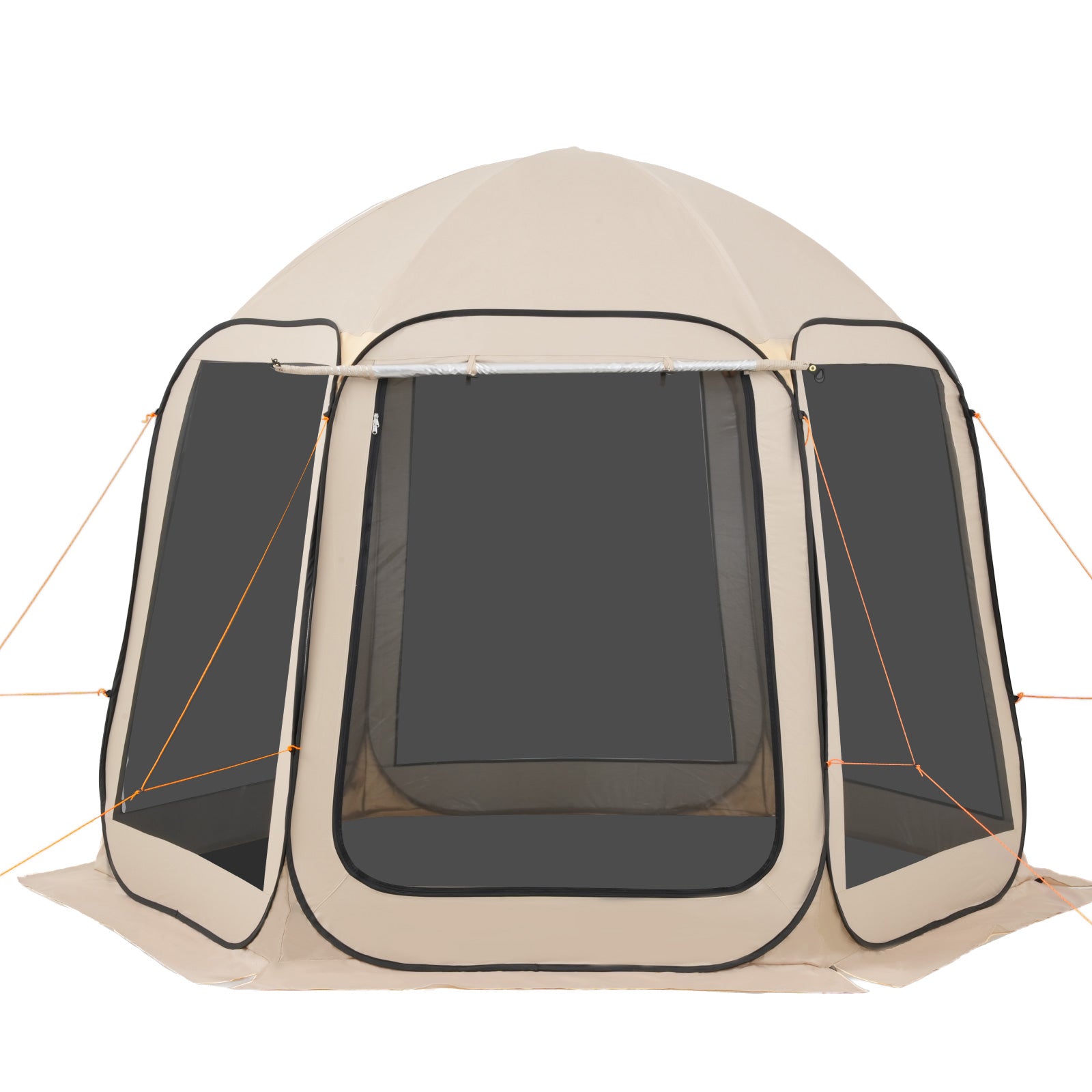Screen House Tent, 10 x 9.2 ft, 4-8 Person Pop Up Screen Tent with Extended Awning, Portable Screened in Canopy with Carry Bag, Netting Sides, for Patio, Backyard, and Outdoor Activities, Beige