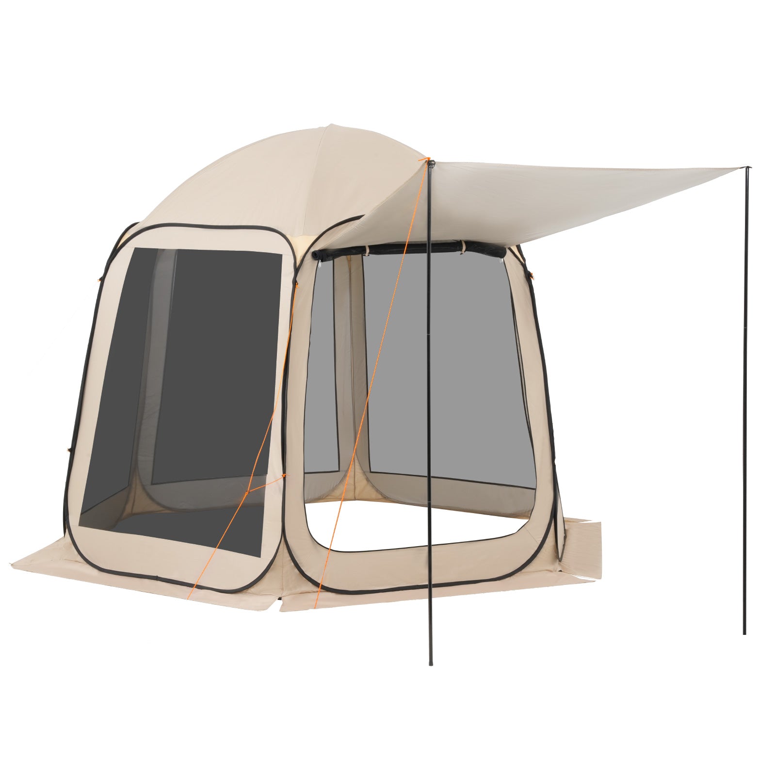 Screen House Tent, 10 x 9.2 ft, 4-8 Person Pop Up Screen Tent with Extended Awning, Portable Screened in Canopy with Carry Bag, Netting Sides, for Patio, Backyard, and Outdoor Activities, Beige