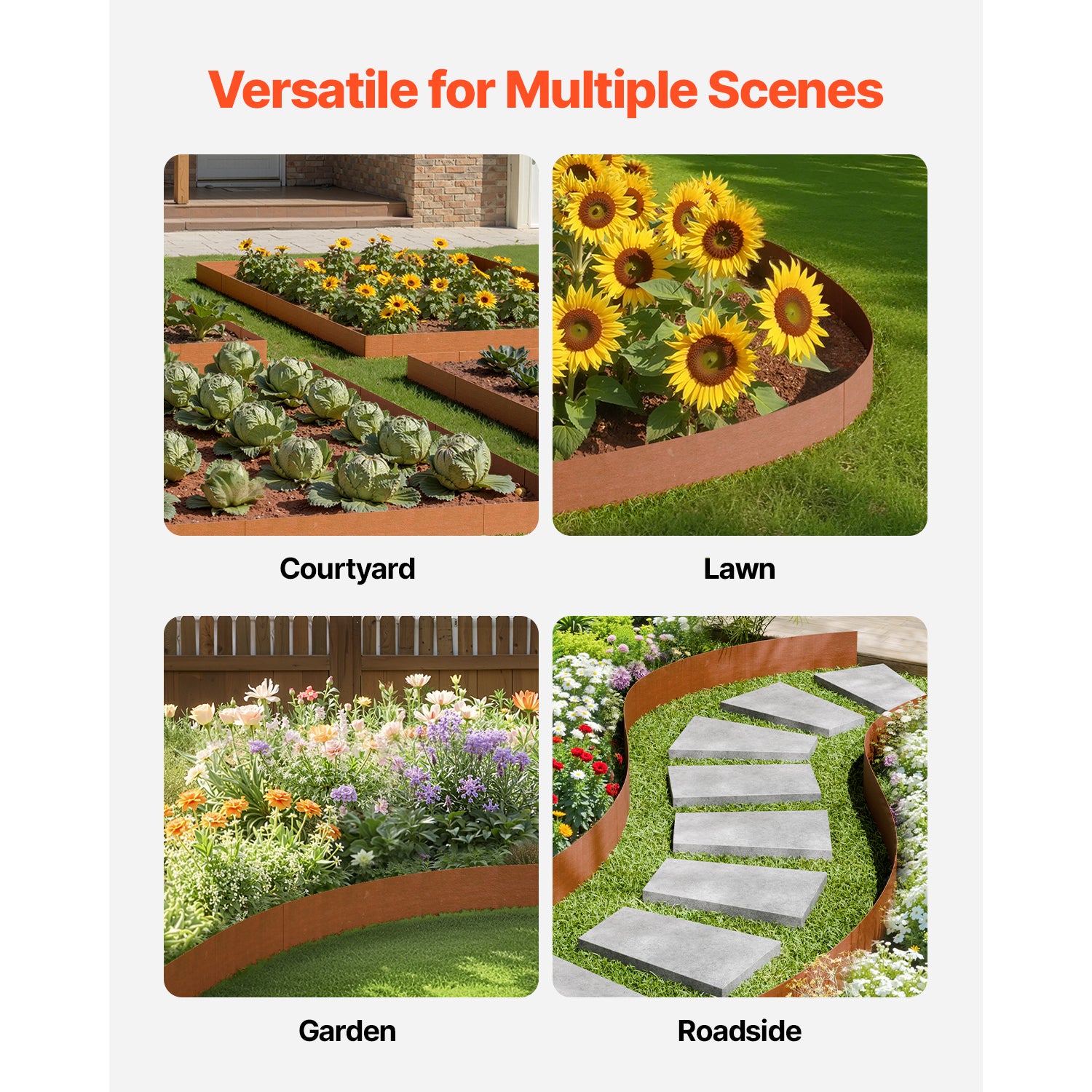 Steel Landscape Edging 6 Packs 40x6in Weather-Resistant Garden Edging Border
