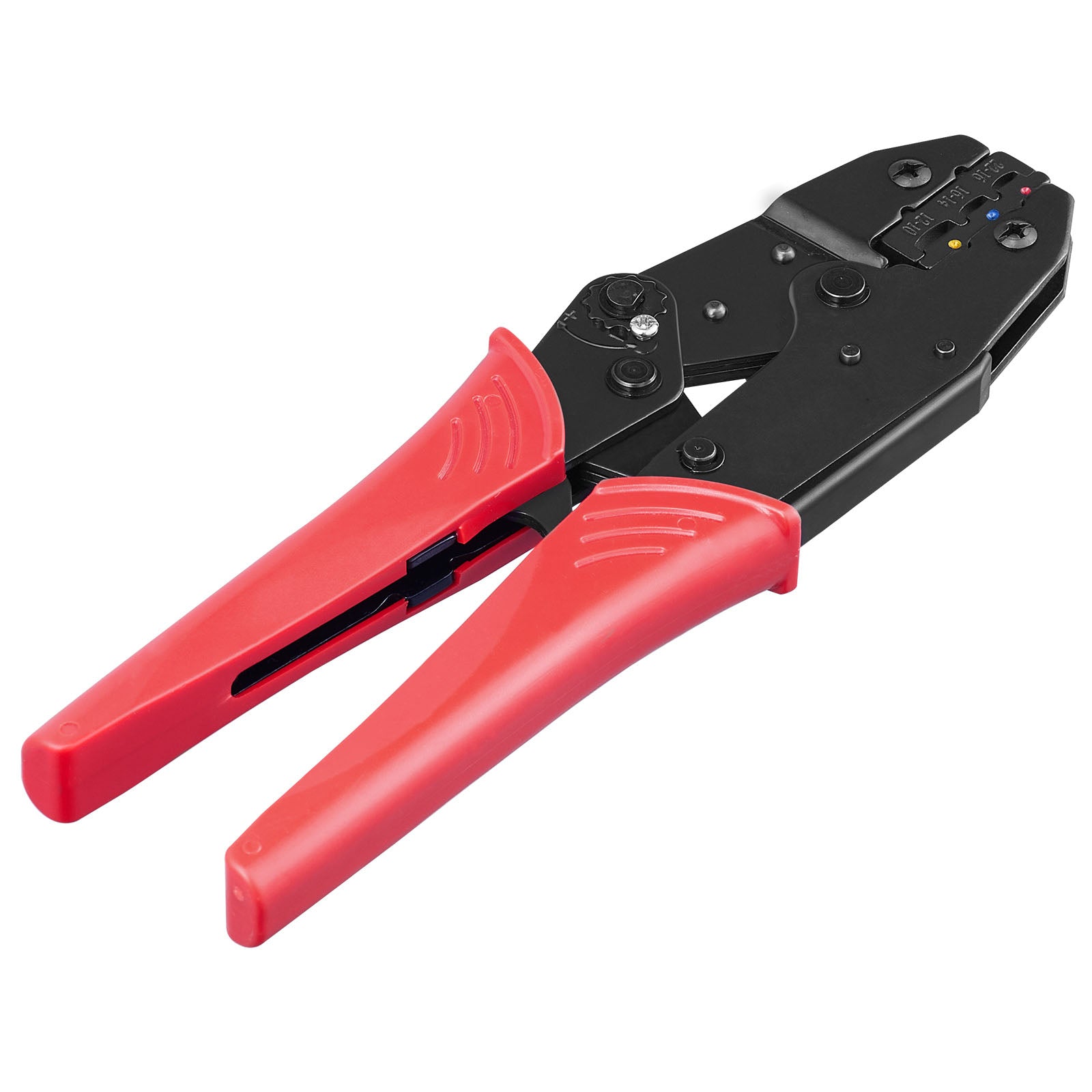 Ratcheting Crimping Tool Set For Insulated Electrical Connectors AWG22-10 with Wire Stripper and 210pcs Heat Shrink Tubes Labor-Saving Ratcheting Wire Crimp Pliers