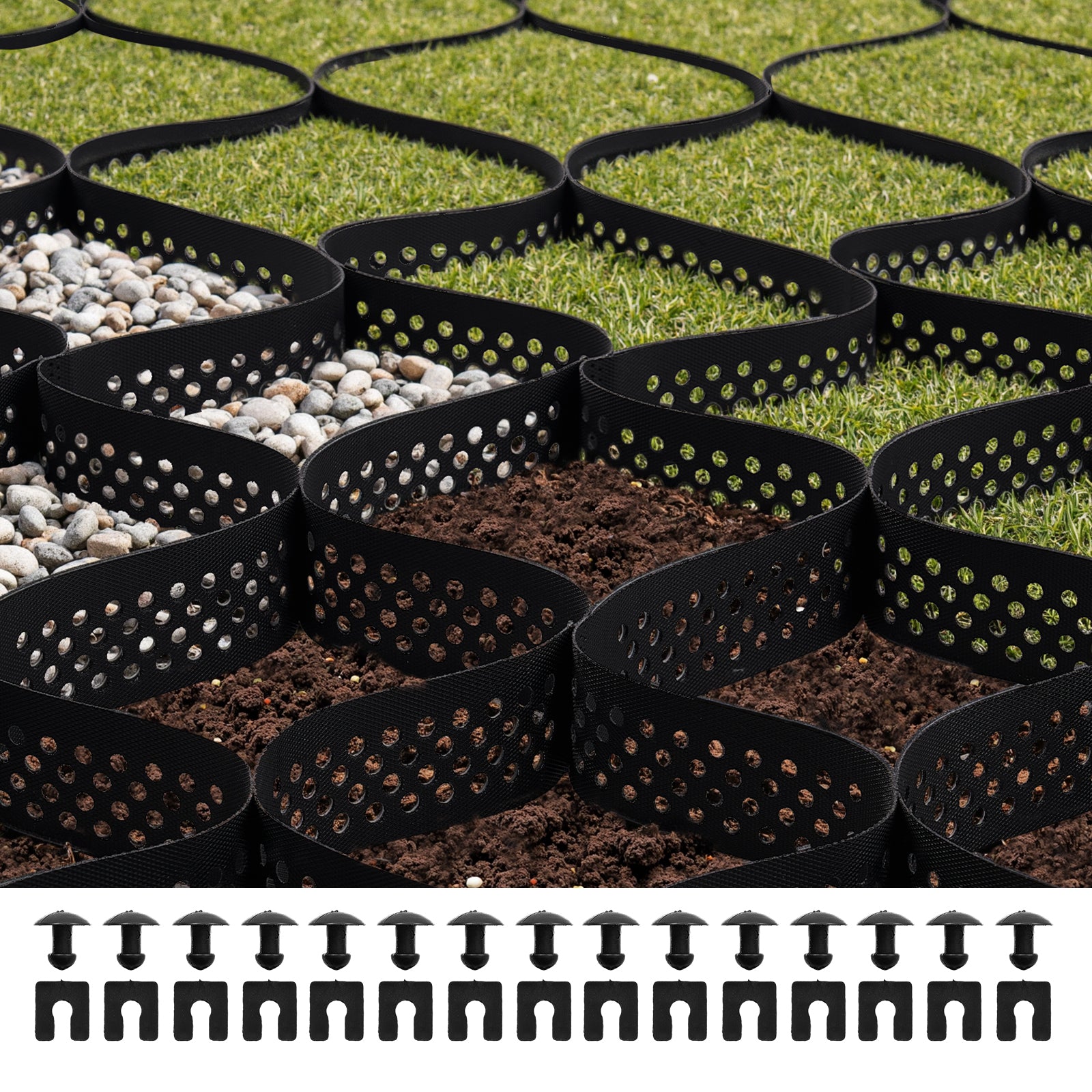 Ground Grid 3-Inch Depth Geocell Grid 24.93x9.52 FT / 7600x2900 mm for Gravel