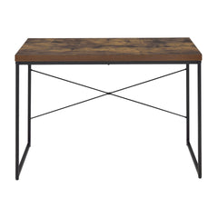 Weathered Oak and Black Writing Desk with Metal Sled Base