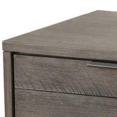 Contemporary Solid Wood Night Stand with Metal Hairpin Legs, Grey