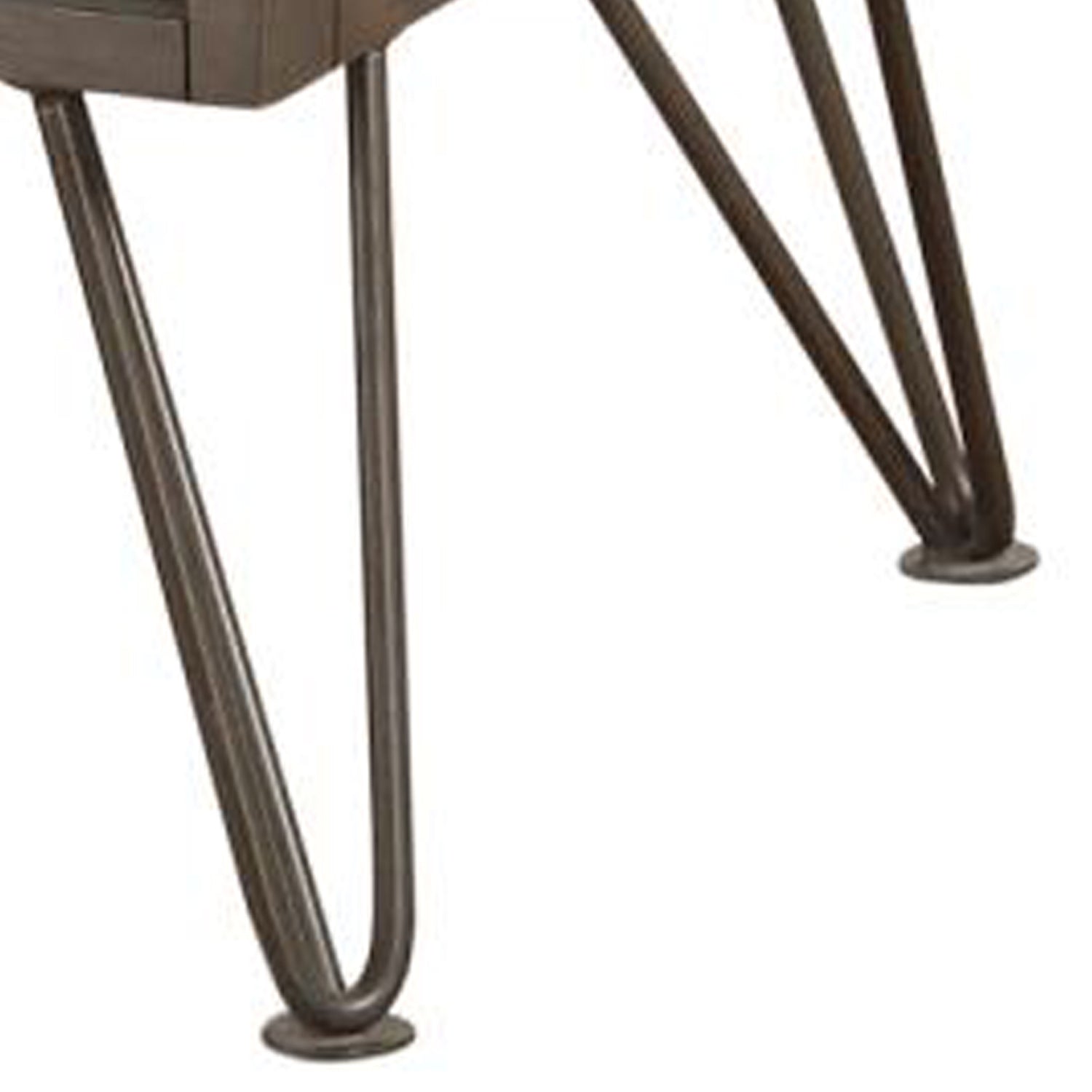 Contemporary Solid Wood Night Stand with Metal Hairpin Legs, Grey