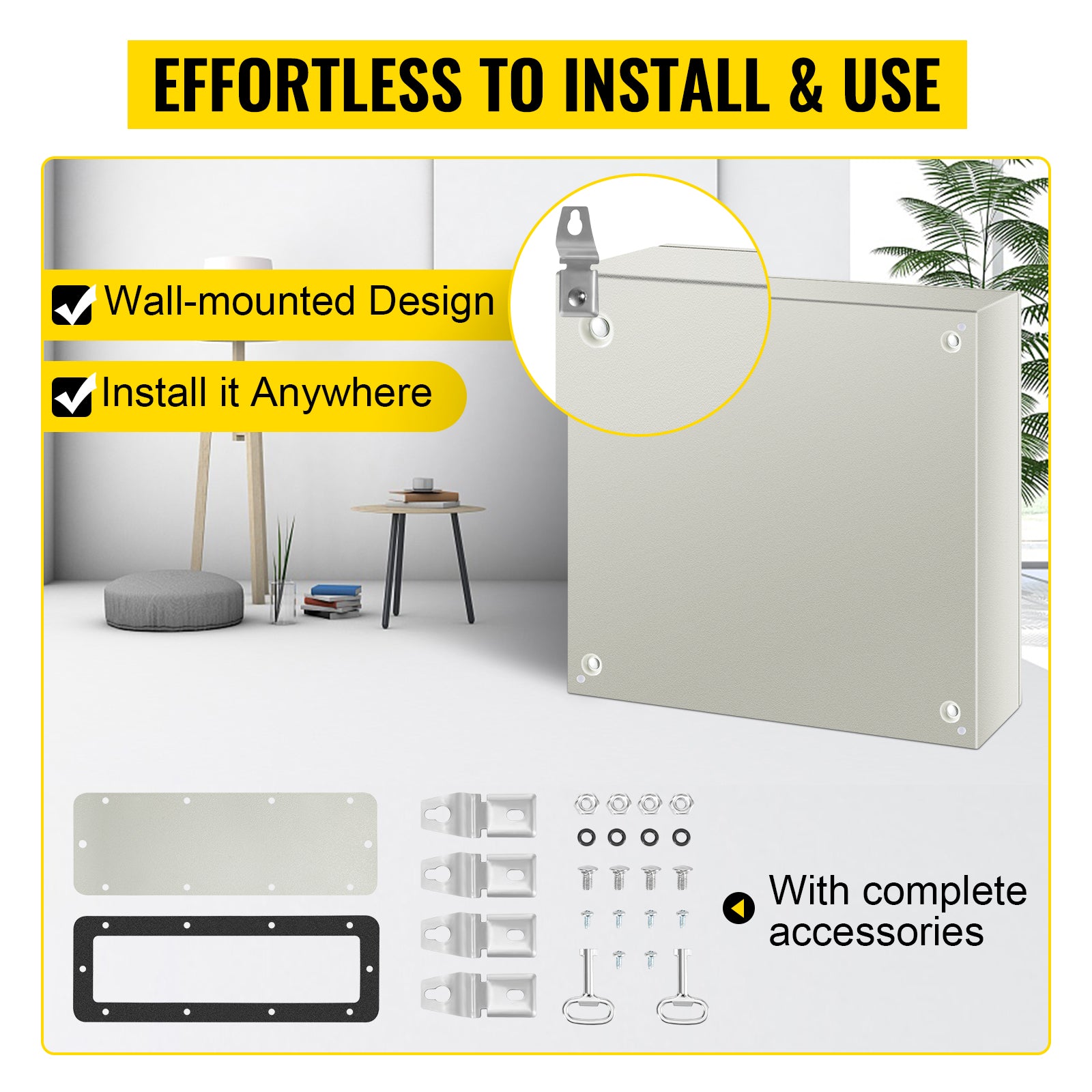 NEMA Steel Enclosure, 24 x 24 x 8'' NEMA 4X Steel Electrical Box, IP66 Waterproof & Dustproof, Outdoor/Indoor Electrical Junction Box, with Mounting Plate
