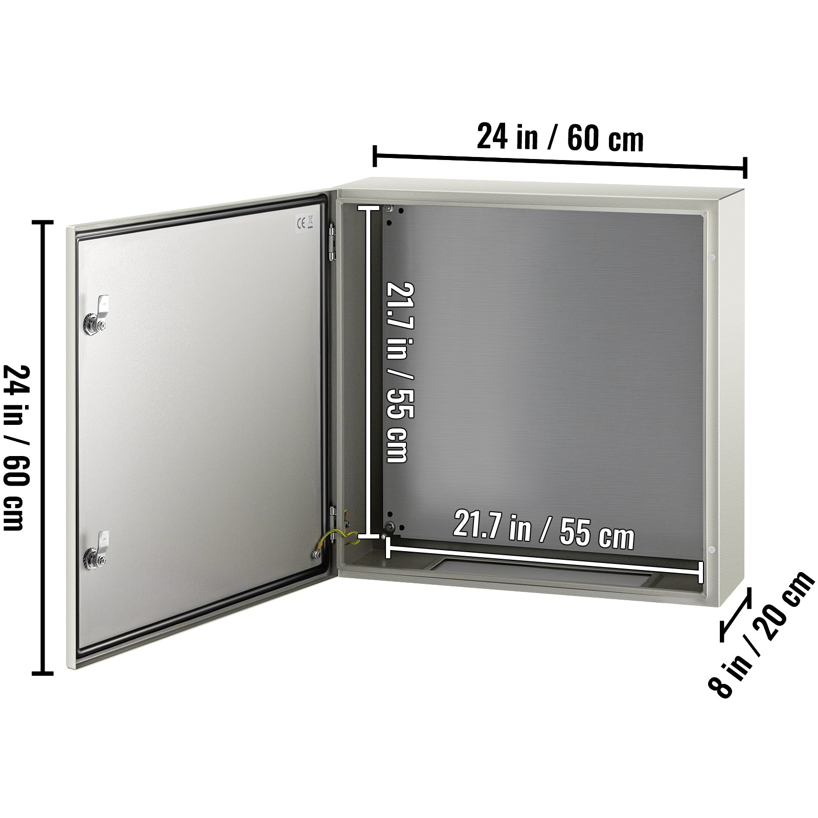 NEMA Steel Enclosure, 24 x 24 x 8'' NEMA 4X Steel Electrical Box, IP66 Waterproof & Dustproof, Outdoor/Indoor Electrical Junction Box, with Mounting Plate