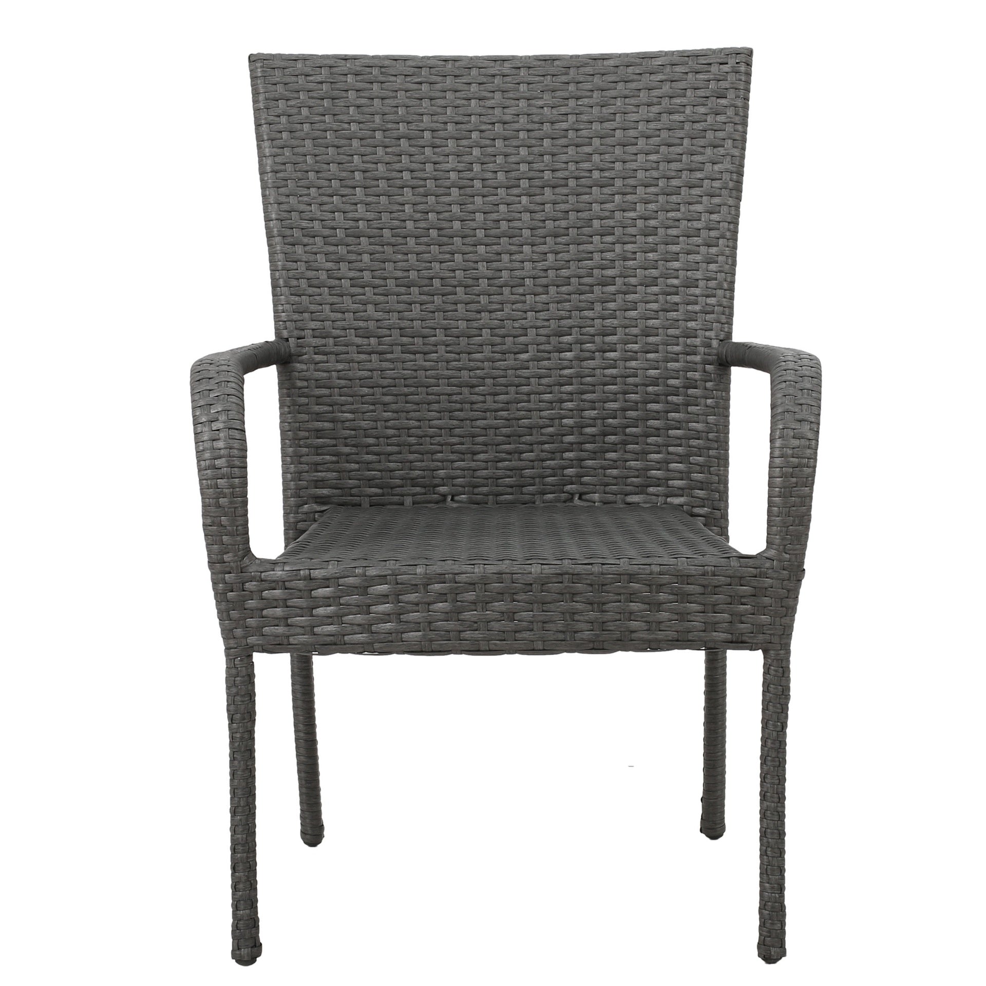 LITTLETON GREY PE WICKER STACKING CHAIR    1pc