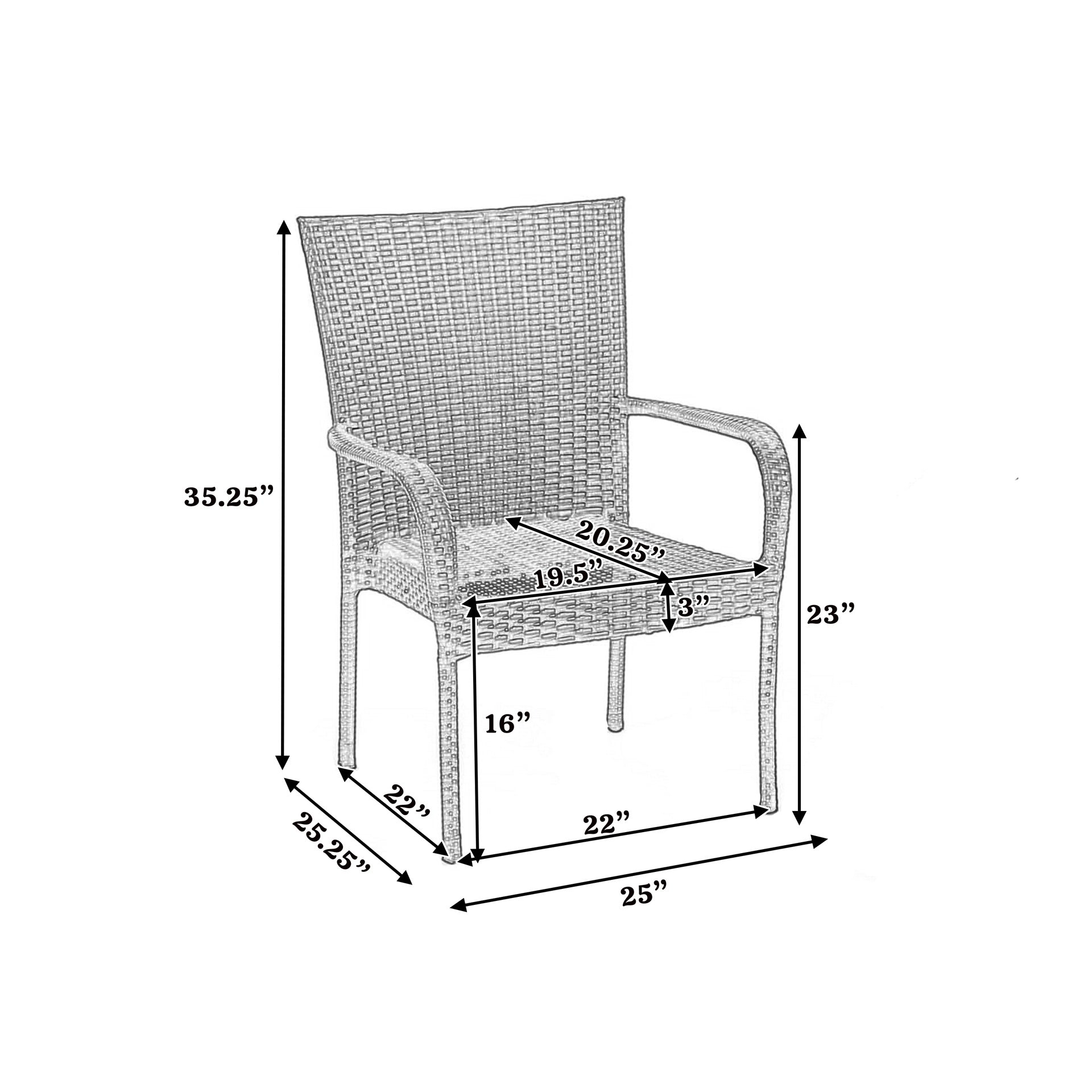 LITTLETON GREY PE WICKER STACKING CHAIR    1pc