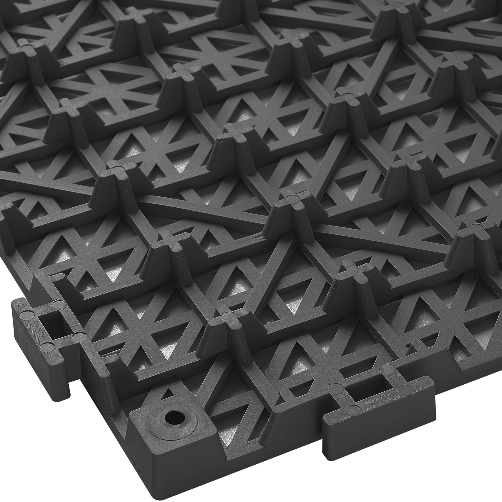 Interlocking Tile 55PCS Black, Drainage Tiles 12" x 12" Splicing, PVC Interlocking Drainage Floor Tiles, Non-Slip Drainage Holes for Restroom, Bathroom, Kitchen, Pool, Wet Areas