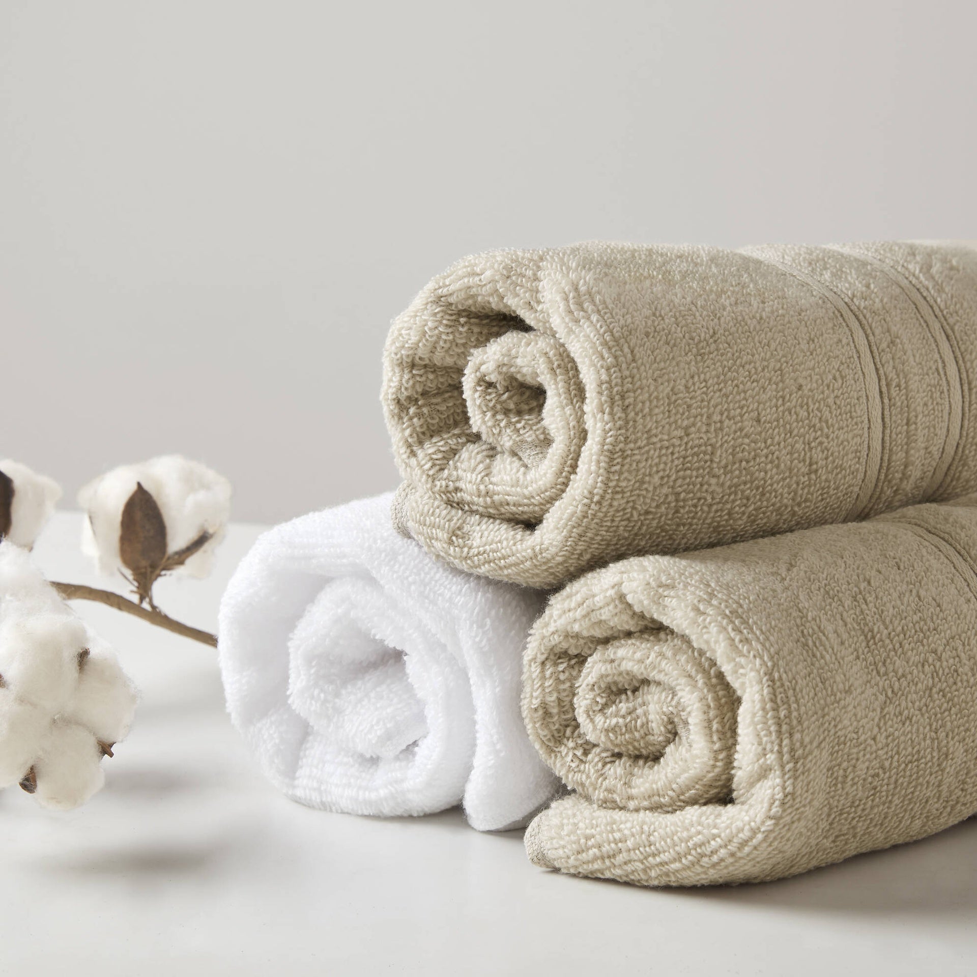 12-Piece Quick Dry 100% Cotton Towel Set, Beige