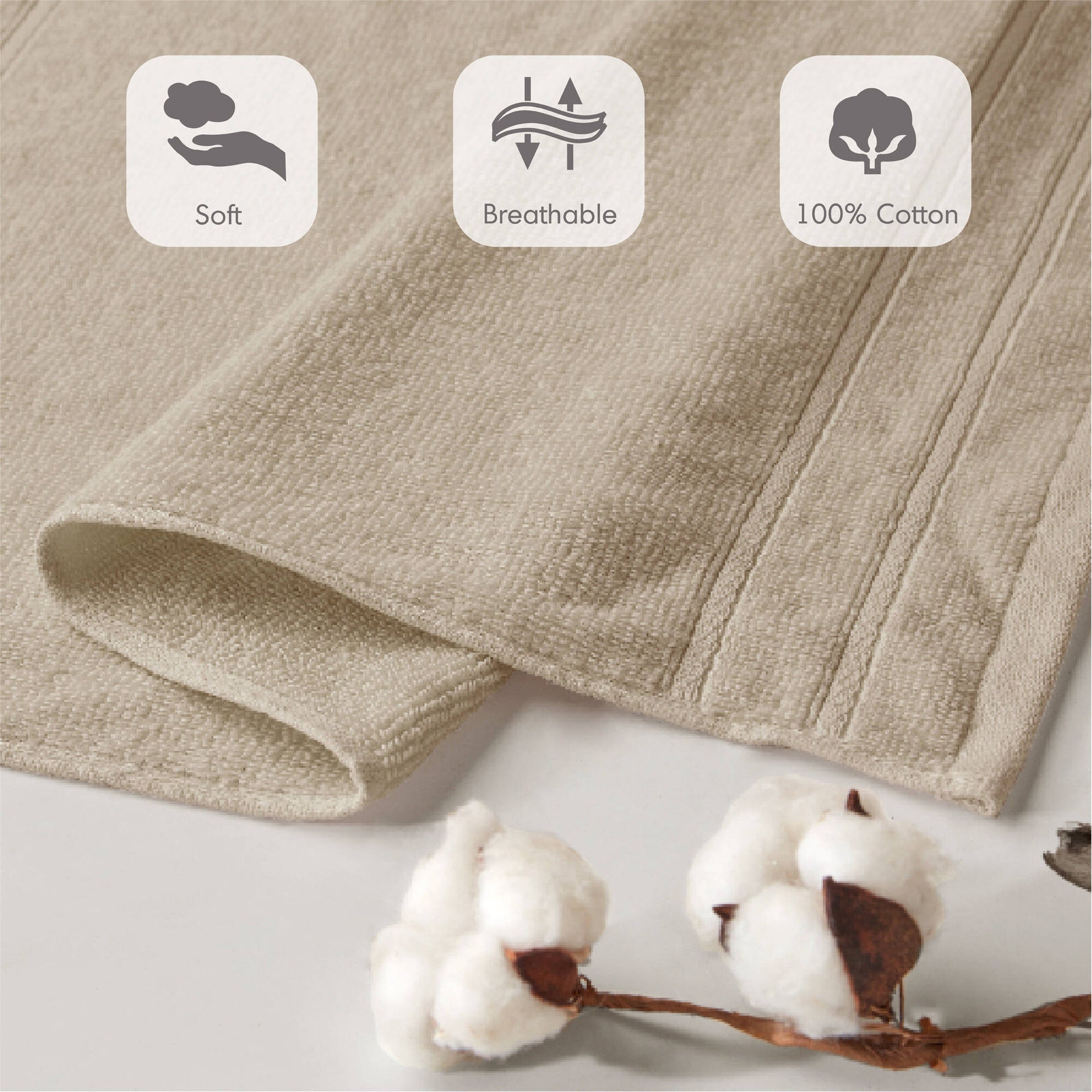 12-Piece Quick Dry 100% Cotton Towel Set, Beige