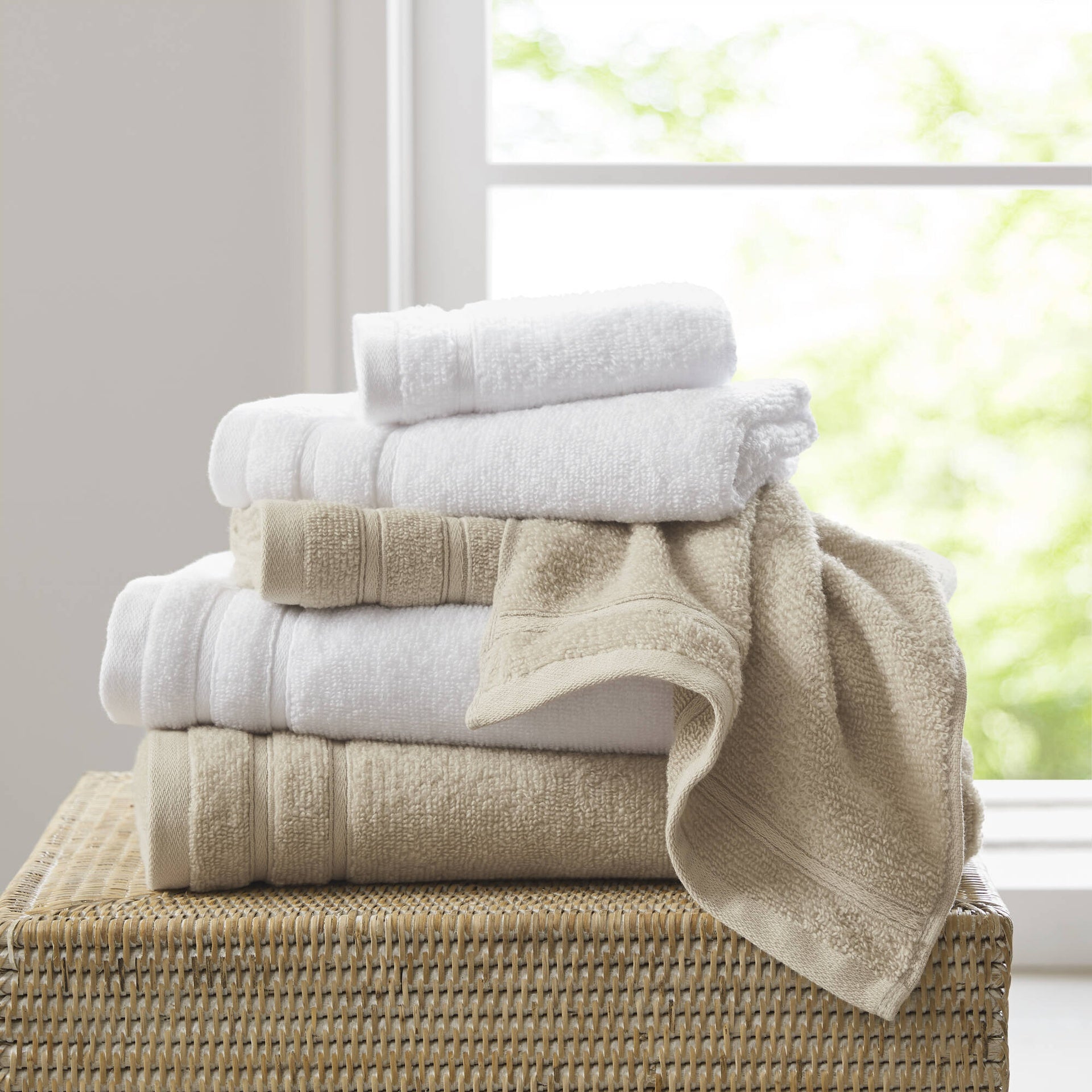 12-Piece Quick Dry 100% Cotton Towel Set, Beige
