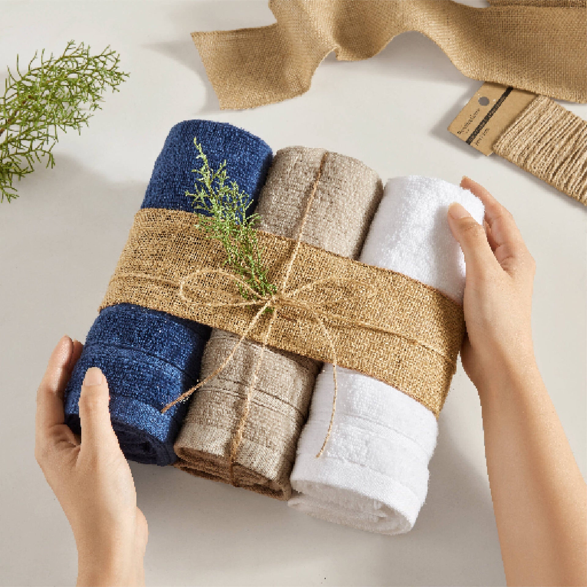 12-Piece Quick Dry 100% Cotton Towel Set, Beige
