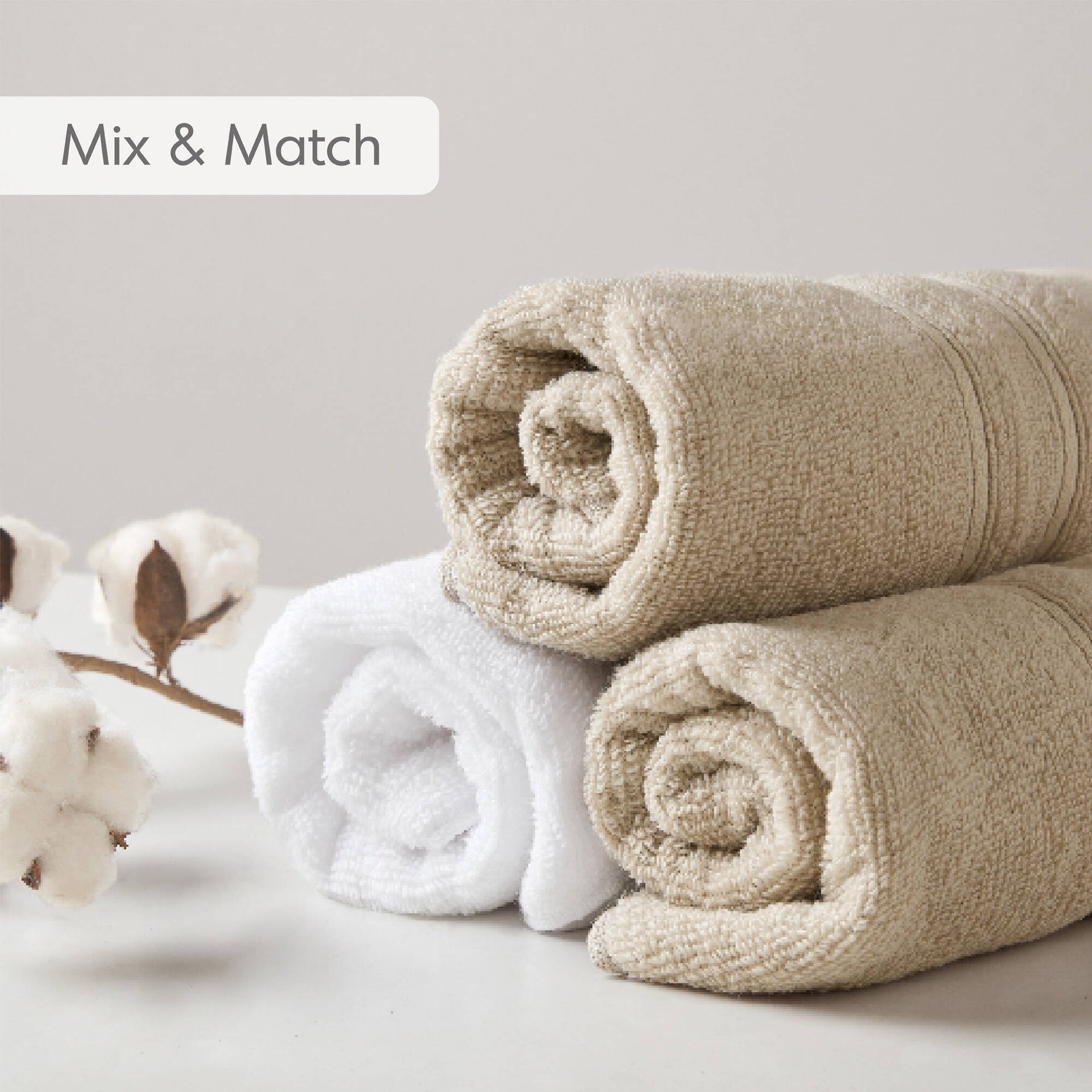 12-Piece Quick Dry 100% Cotton Towel Set, Beige