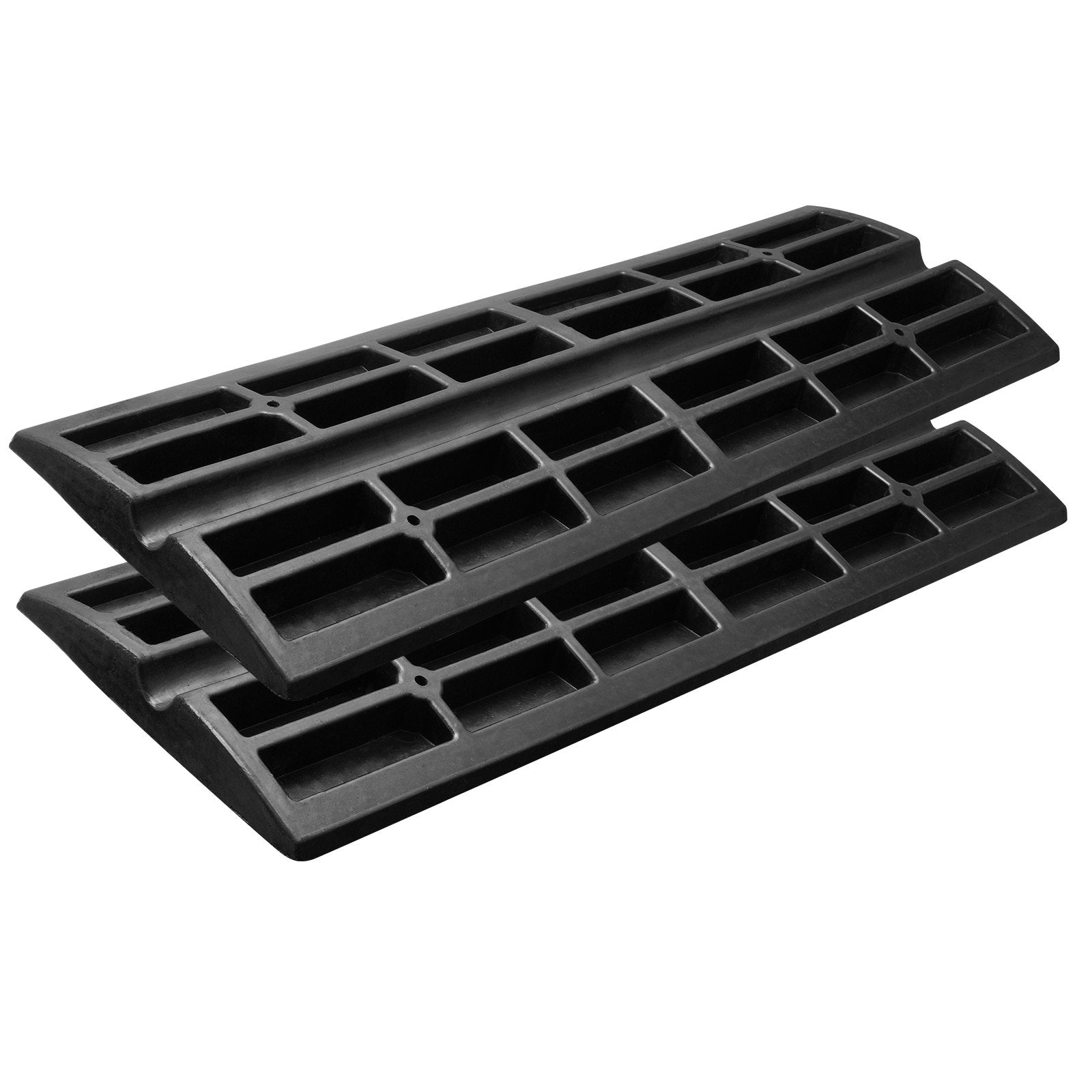 Rubber Curb Ramp for Driveway 2 Pack, 15T Heavy Duty Sidewalk Curb Ramp, 2.6" Rise Height Cable Cover Curbside Bridge Ramp for Garage for Low Cars, Wheelchairs