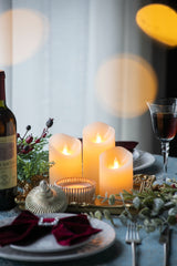 Set of 3 Flickering Ivory LED Candles with Remote Timer, L:D3X6" M:D3X5" S:D3X4"