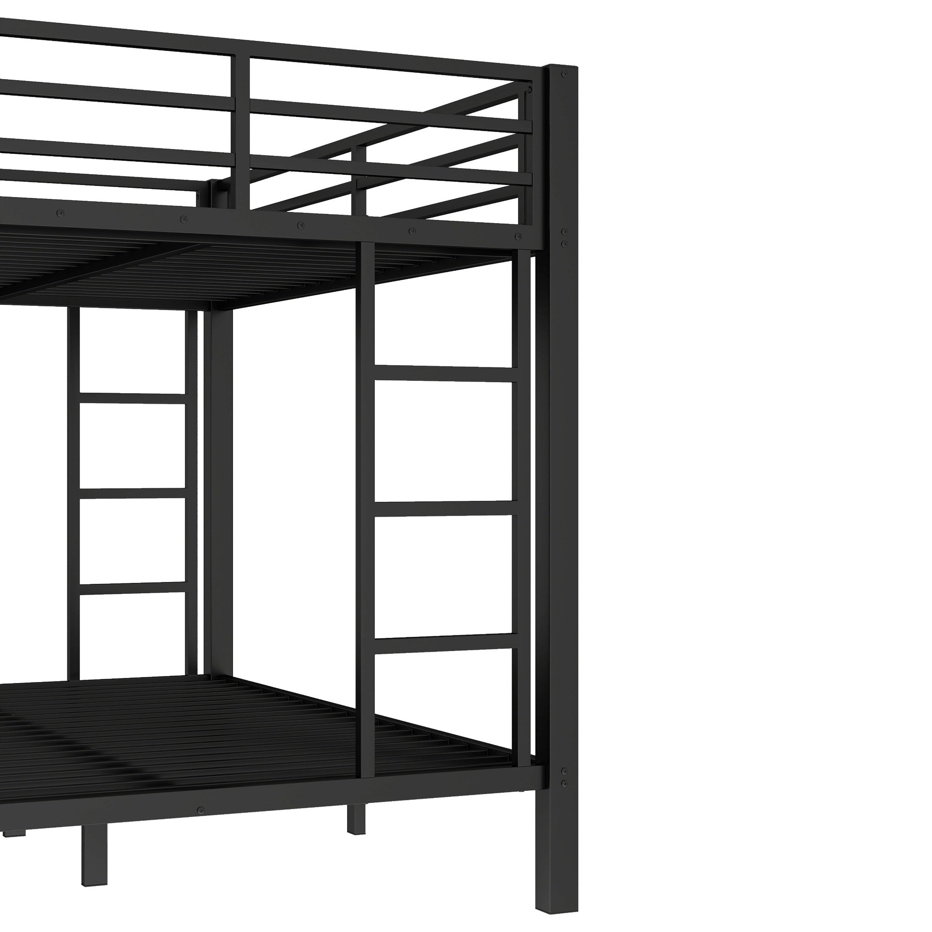 Metal Full XL over Queen Bunk Bed for Teens and Adults,Space-Saving/Noise Reduced/No Box Spring Needed,Black