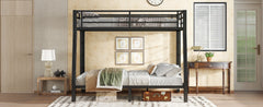 Metal Full XL over Queen Bunk Bed for Teens and Adults,Space-Saving/Noise Reduced/No Box Spring Needed,Black