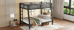Metal Full XL over Queen Bunk Bed for Teens and Adults,Space-Saving/Noise Reduced/No Box Spring Needed,Black