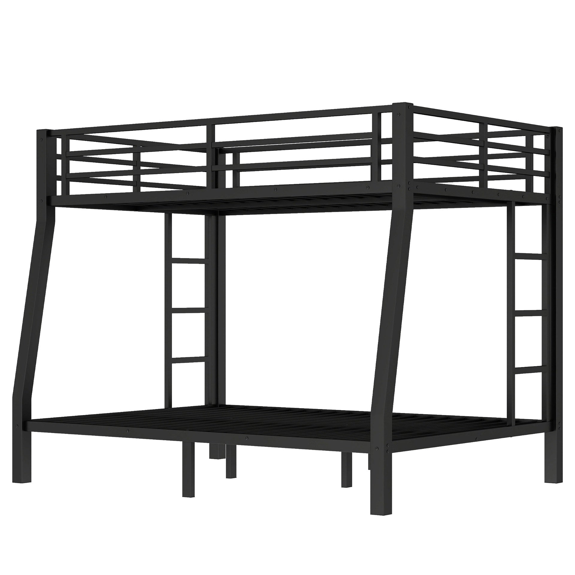 Metal Full XL over Queen Bunk Bed for Teens and Adults,Space-Saving/Noise Reduced/No Box Spring Needed,Black