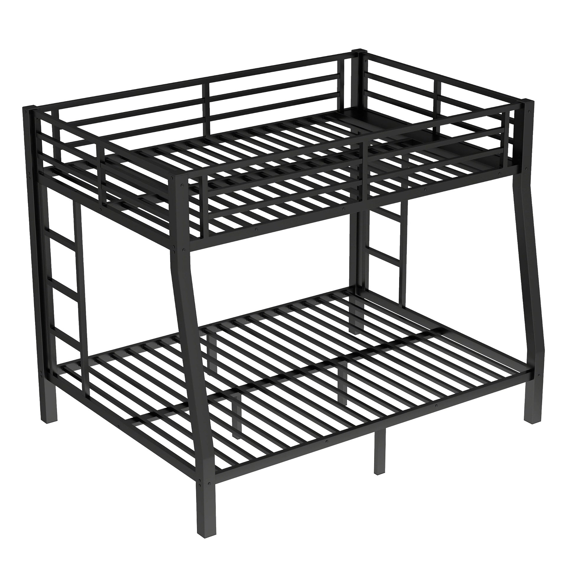 Metal Full XL over Queen Bunk Bed for Teens and Adults,Space-Saving/Noise Reduced/No Box Spring Needed,Black