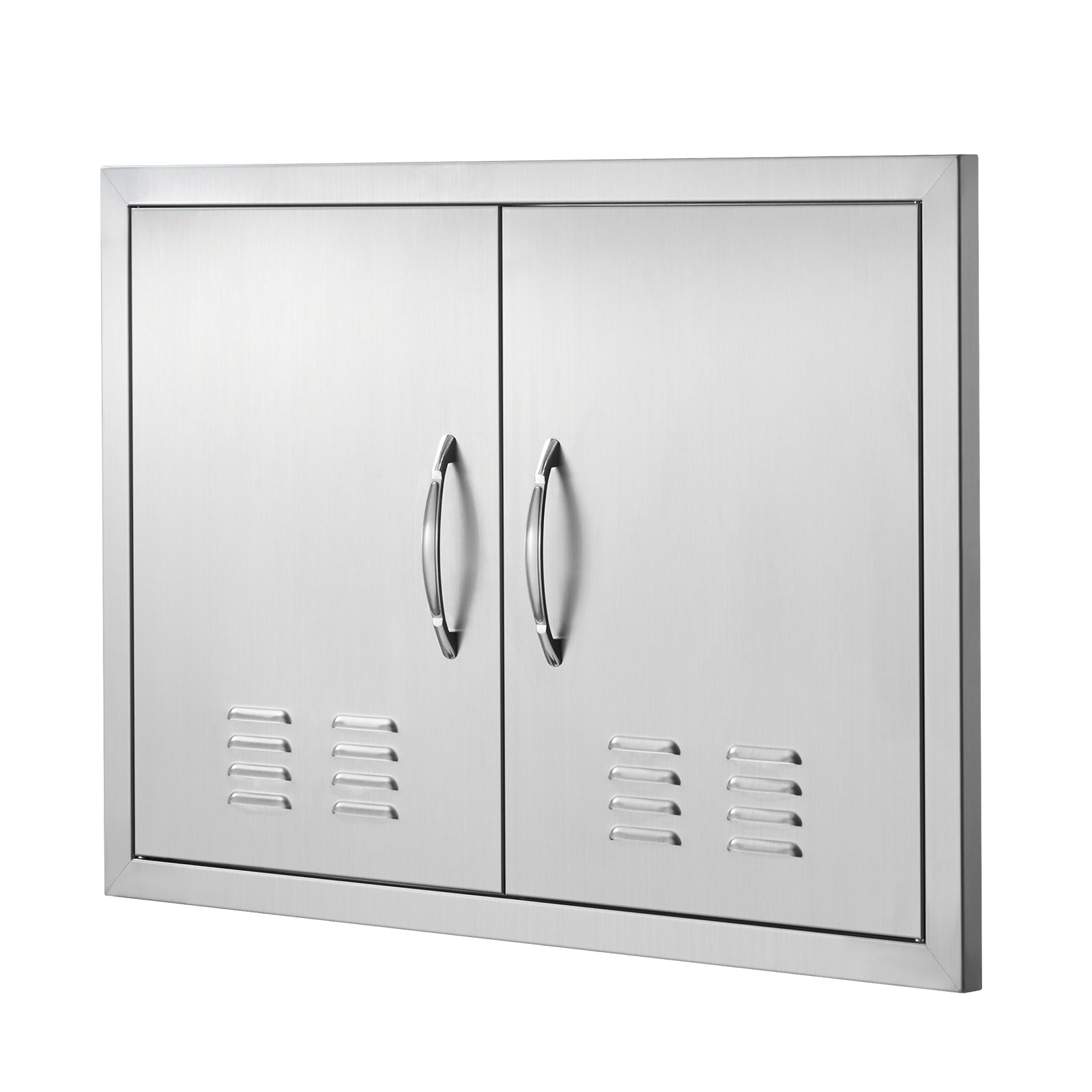 BBQ Access Door, 30W x 21H Inch Double Outdoor Kitchen Door, Stainless Steel Flush Mount Door, Wall Vertical Door with Handles and Vents, for BBQ Island, Grilling Station, Outside Cabinet