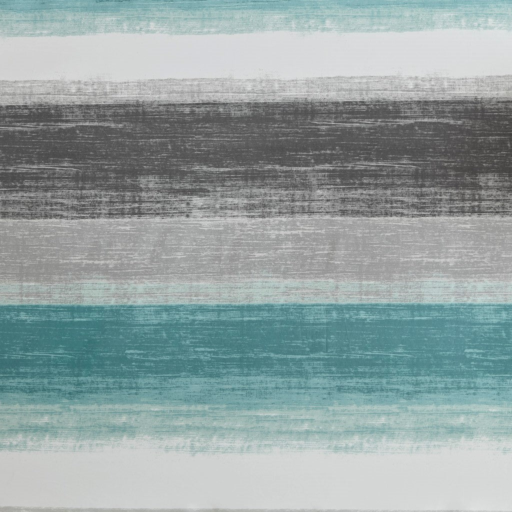 Stripe Print Shower Curtain Aqua/Grey 72x72"