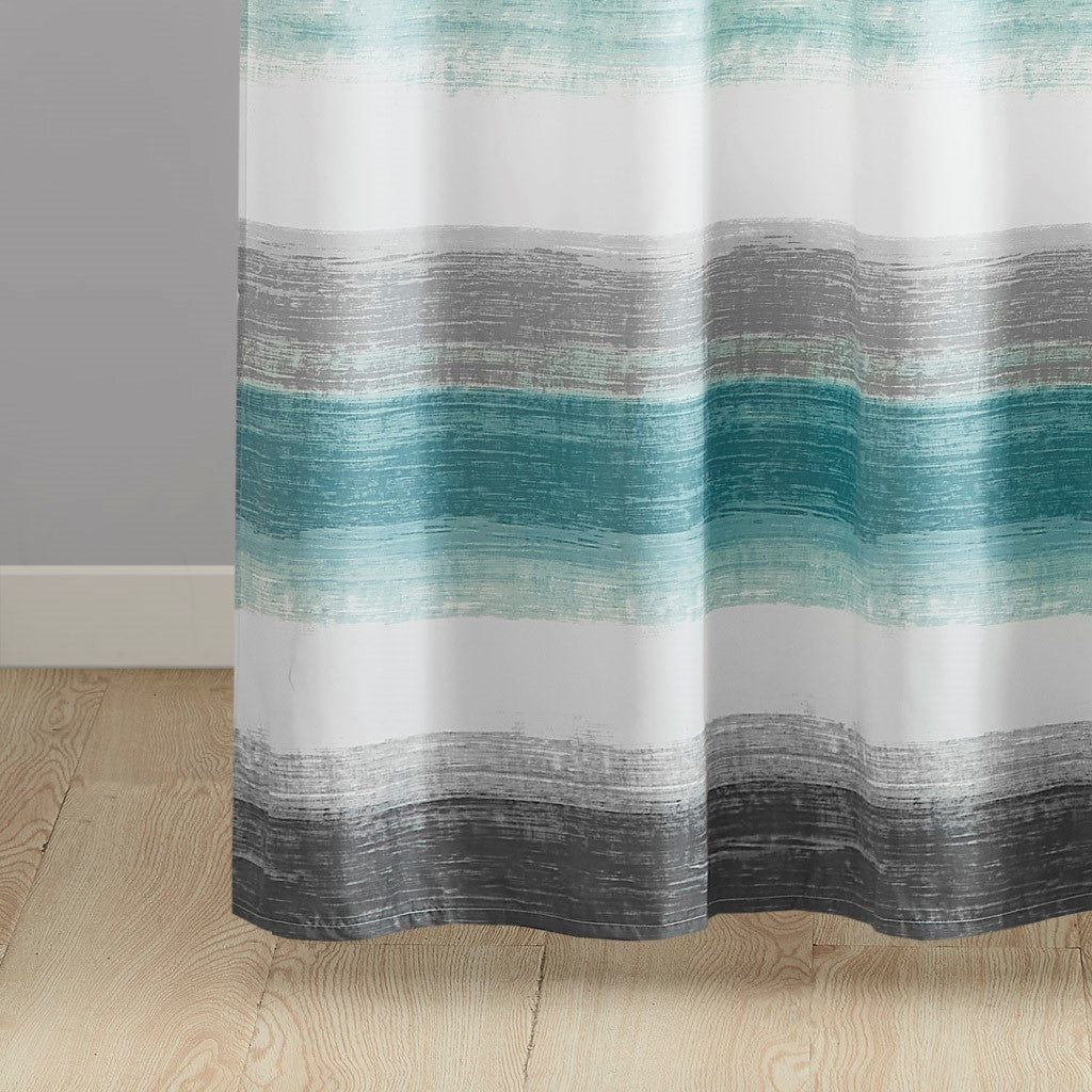 Stripe Print Shower Curtain Aqua/Grey 72x72"