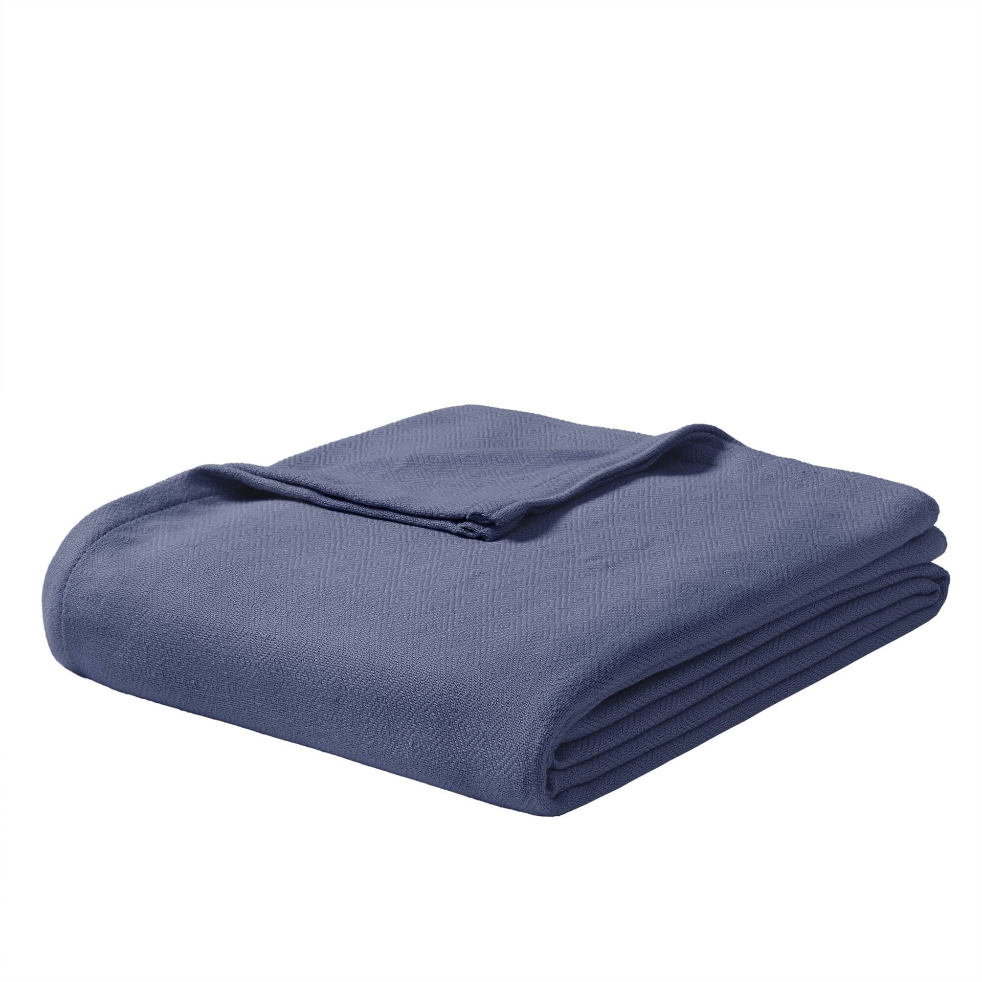 1-Piece King Rayon from Bamboo Cotton Blanket, Navy
